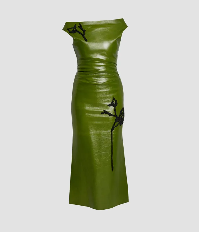 Embellished Leather Midi Dress sold by ERDEM