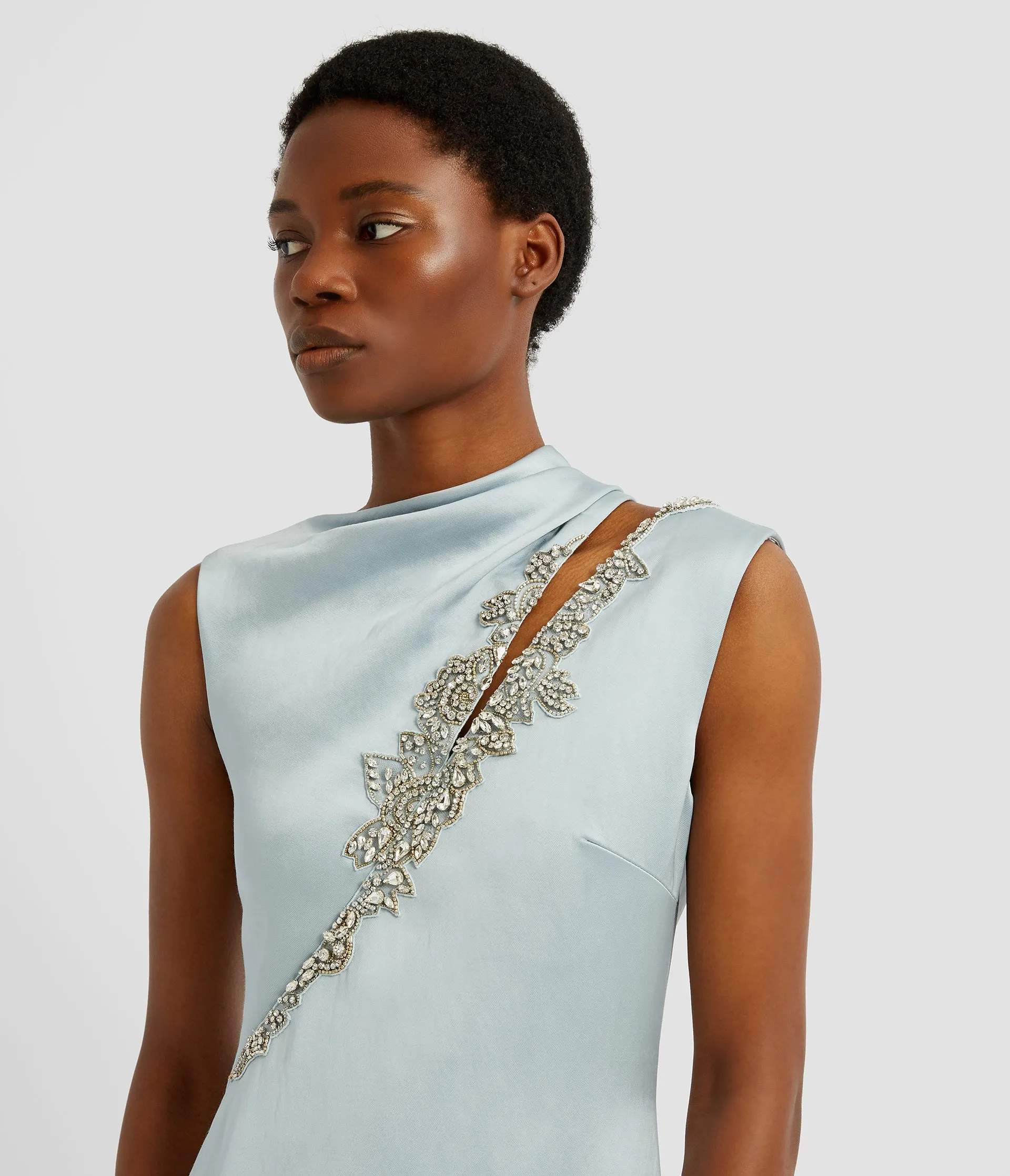 Embellished Satin Sleeveless Gown sold by ERDEM product image thumbnail 3