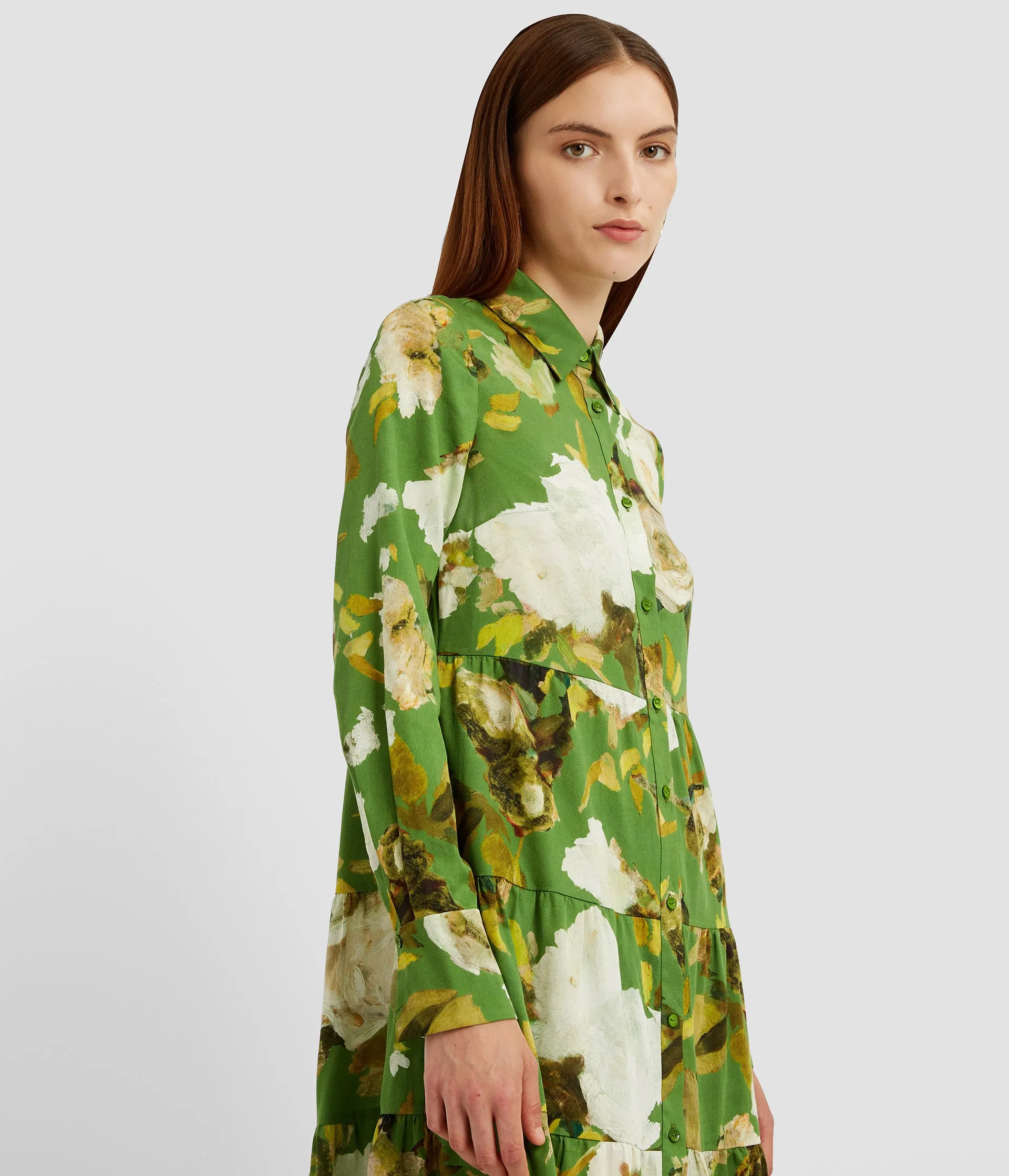 Floral Print Tiered Shirt Dress sold by ERDEM product image thumbnail 5