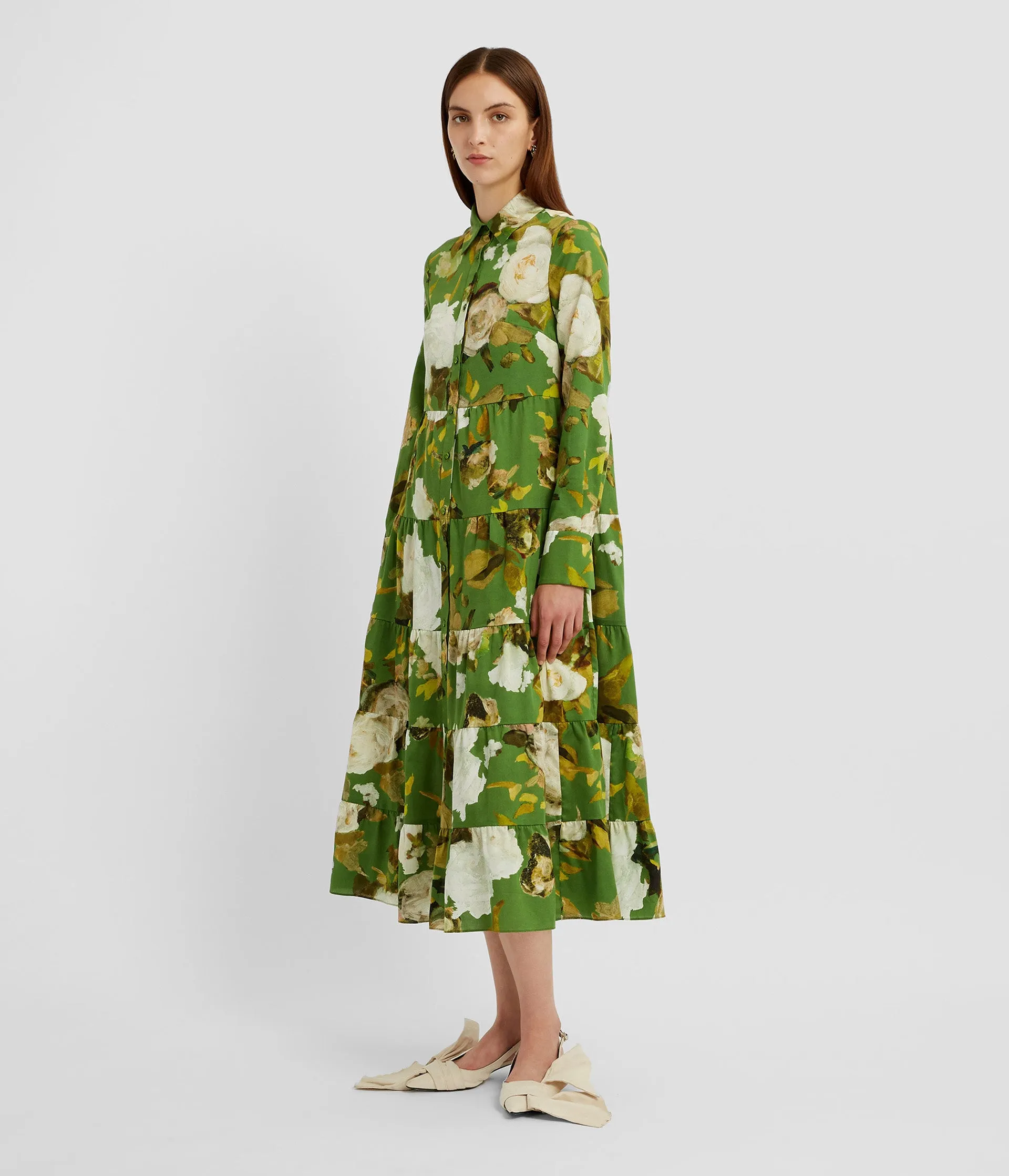 Floral Print Tiered Shirt Dress sold by ERDEM product image thumbnail 2