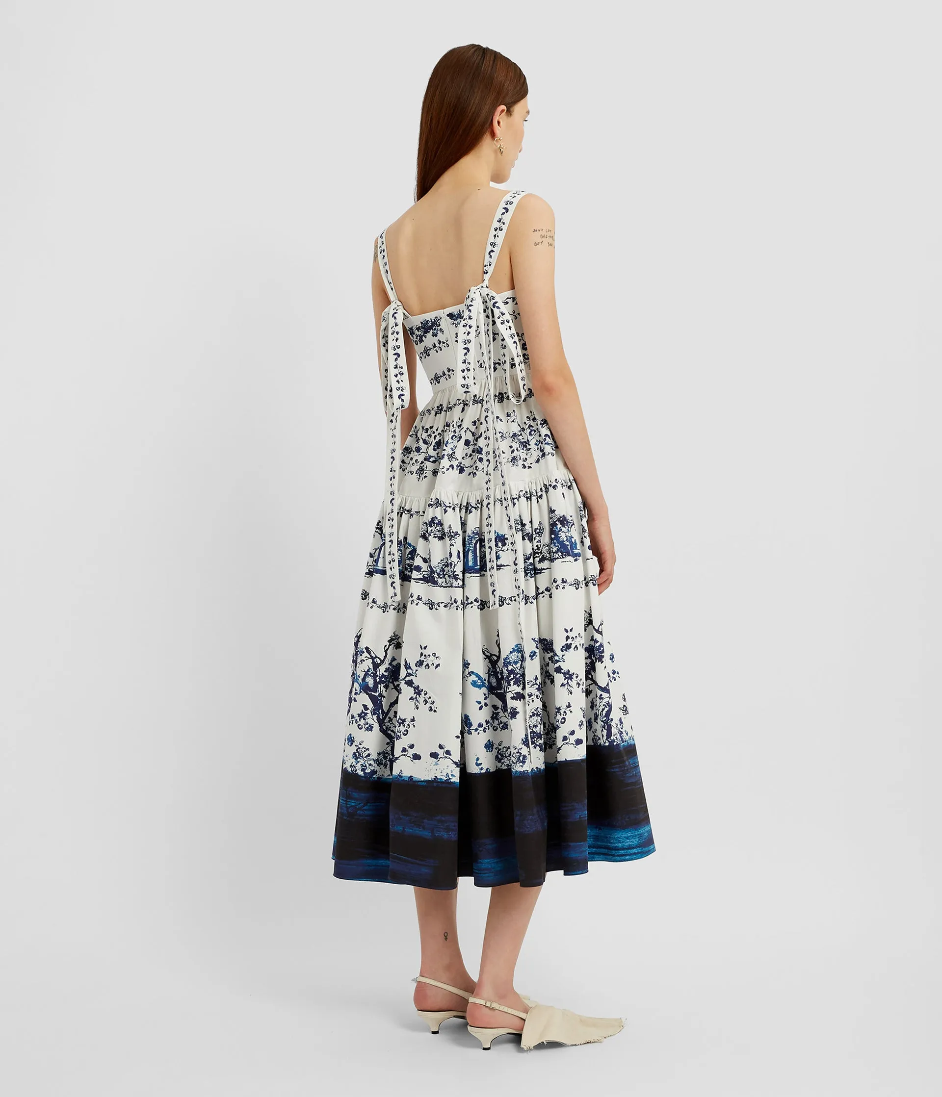 Printed Shoulder Strap Midi Dress sold by ERDEM product image thumbnail 3