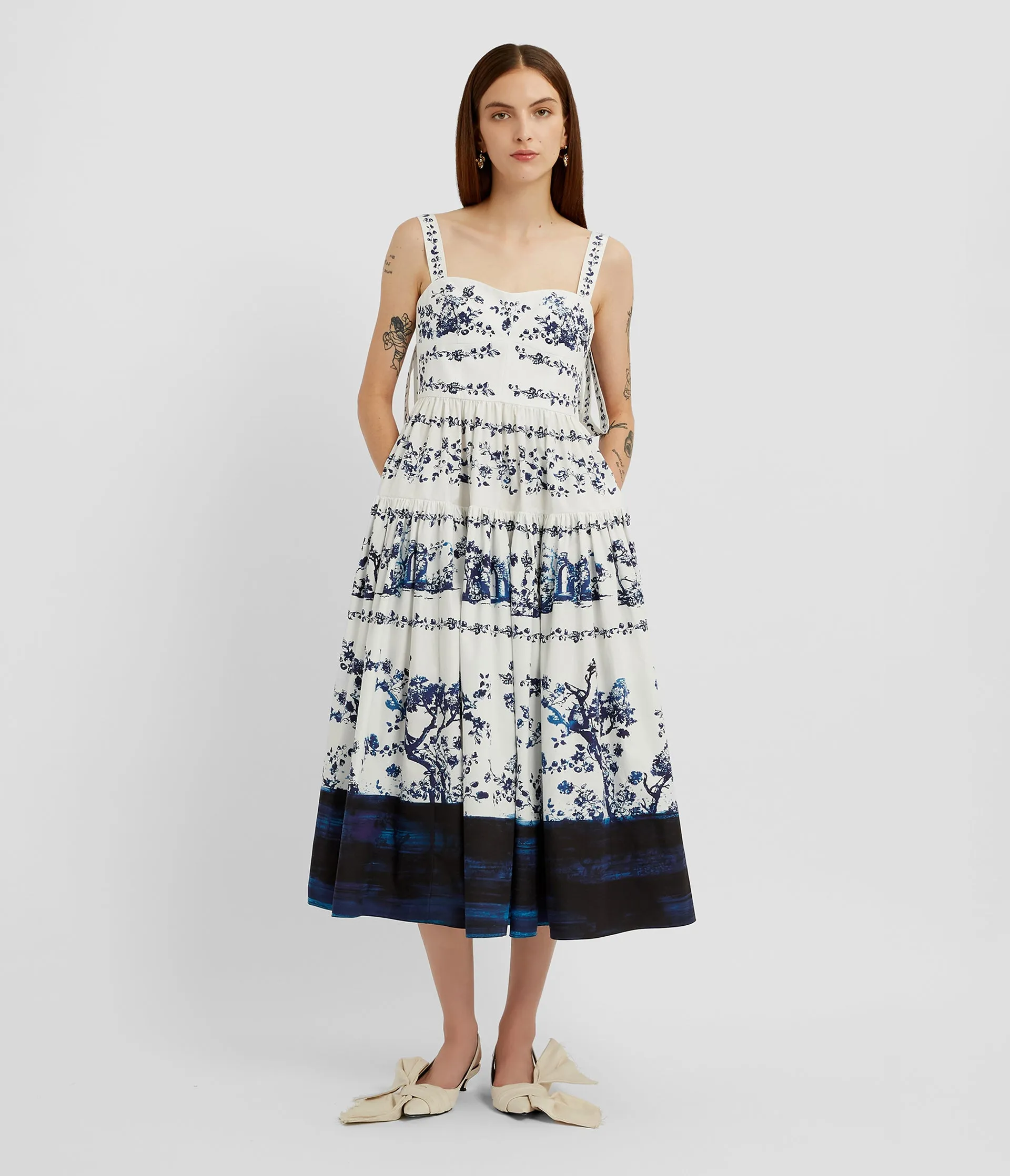 Printed Shoulder Strap Midi Dress sold by ERDEM product image thumbnail 2