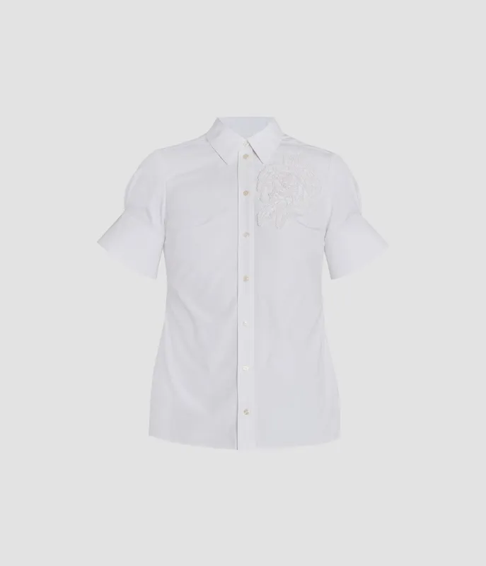 Floral Appliqué Short Sleeve Shirt sold by ERDEM