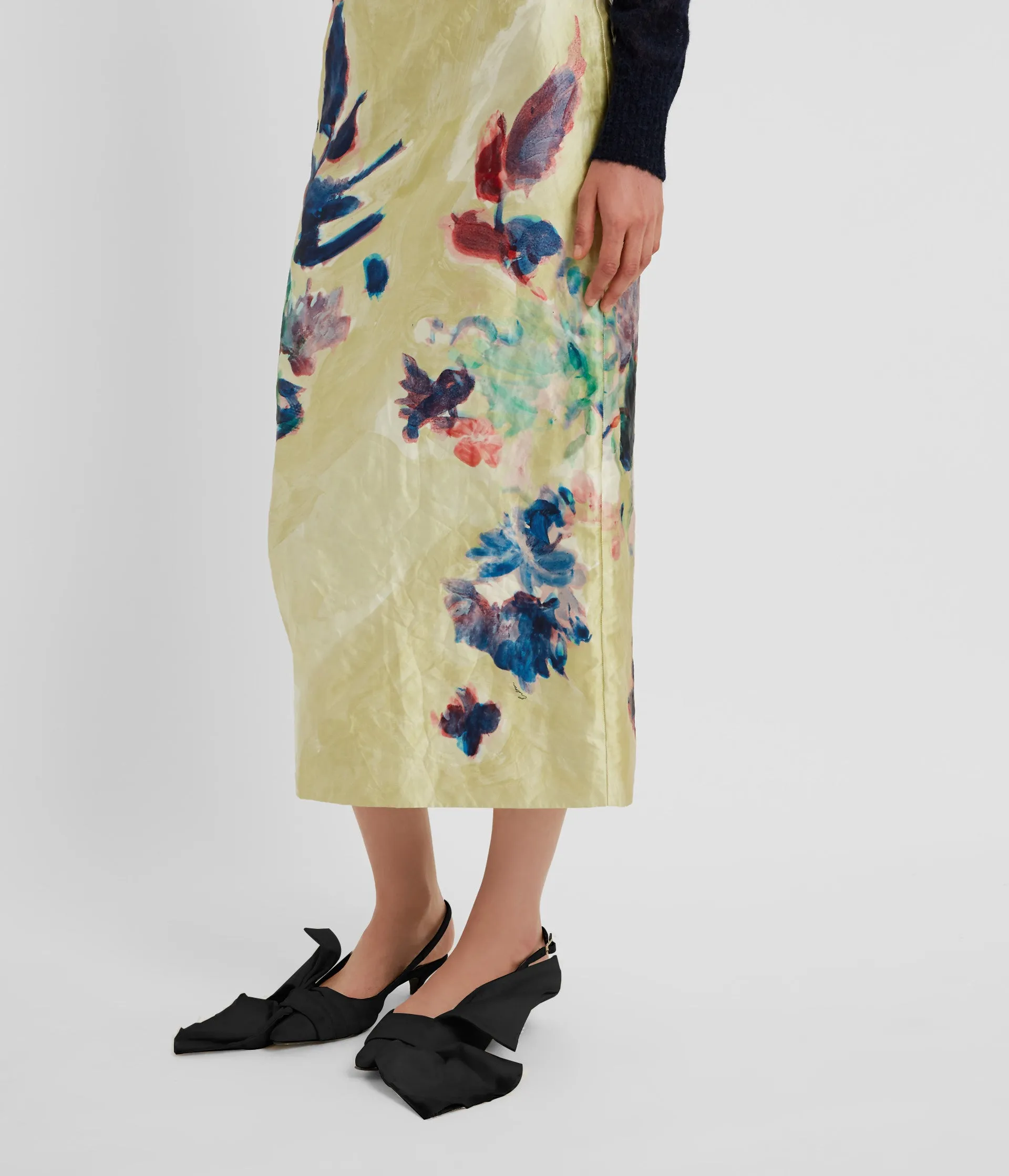 Floral Print Textured Satin Pencil Skirt sold by ERDEM product image thumbnail 4