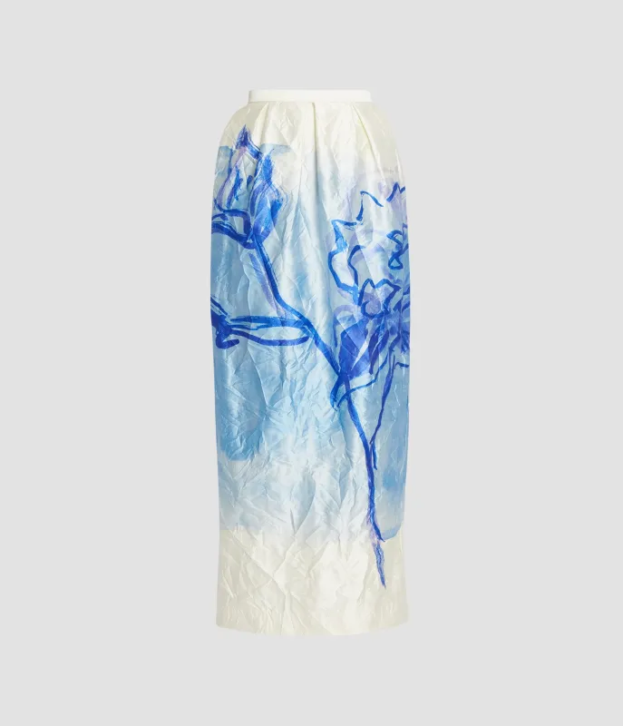 Printed Textured Satin Full Length Pencil Skirt made by ERDEM