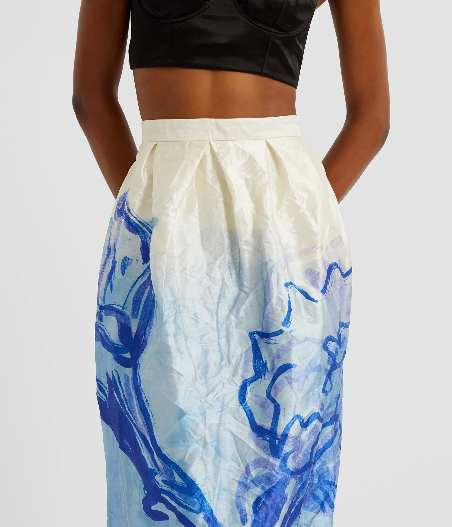 Printed Textured Satin Full Length Pencil Skirt sold by ERDEM product image thumbnail 4