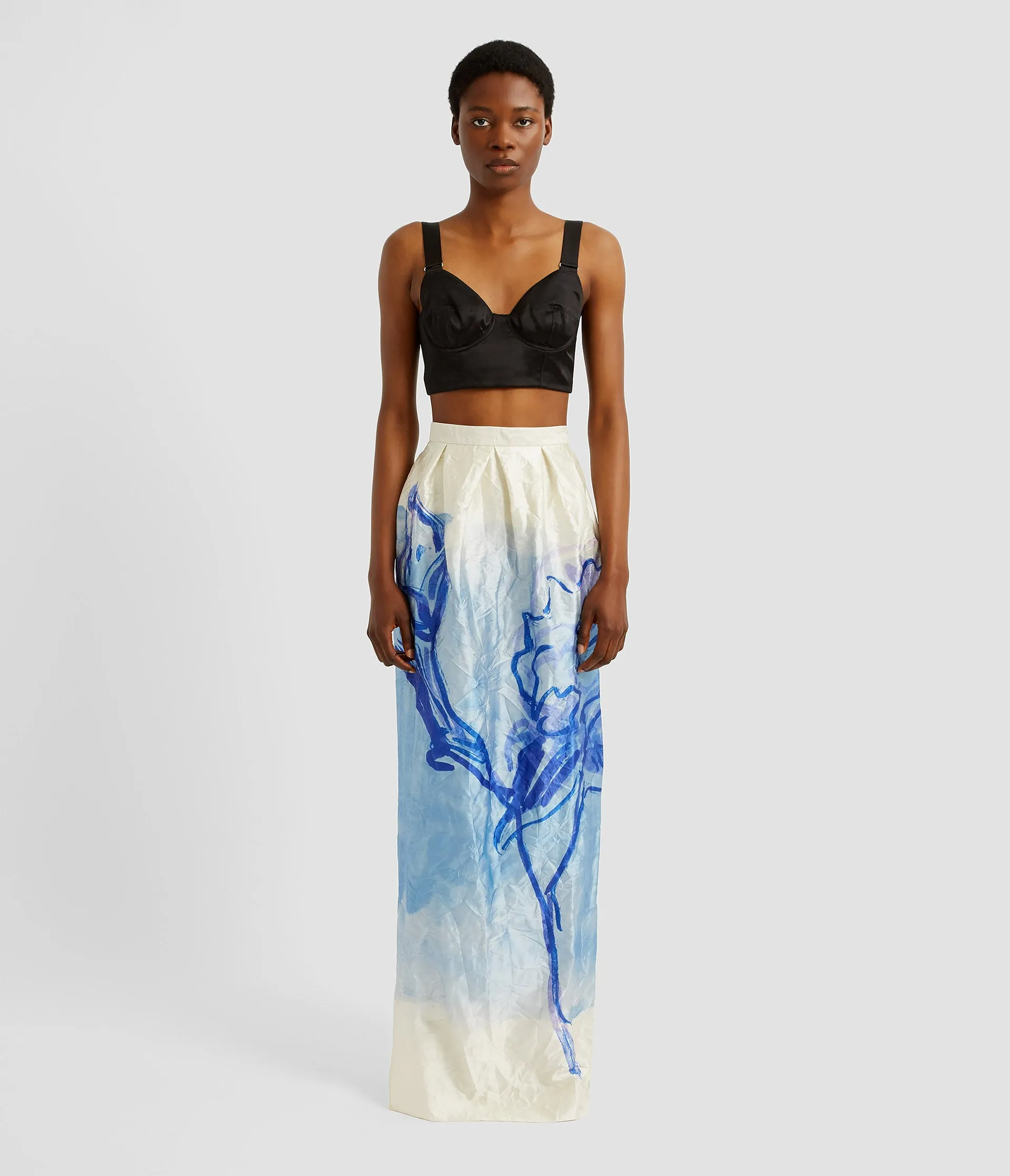 Printed Textured Satin Full Length Pencil Skirt sold by ERDEM product image thumbnail 5