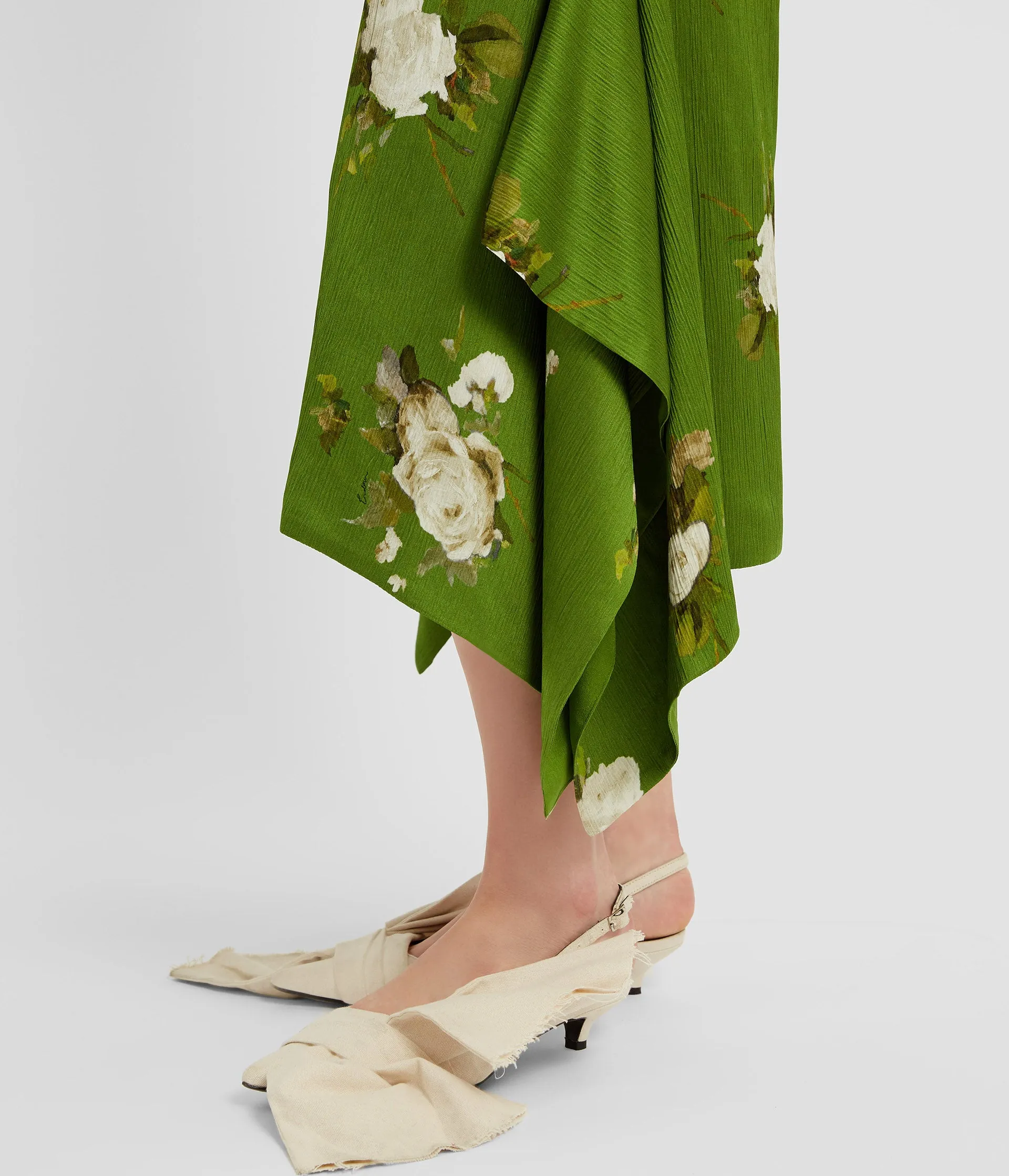 Floral Print Crinkle Satin Draped Midi Skirt sold by ERDEM product image thumbnail 4
