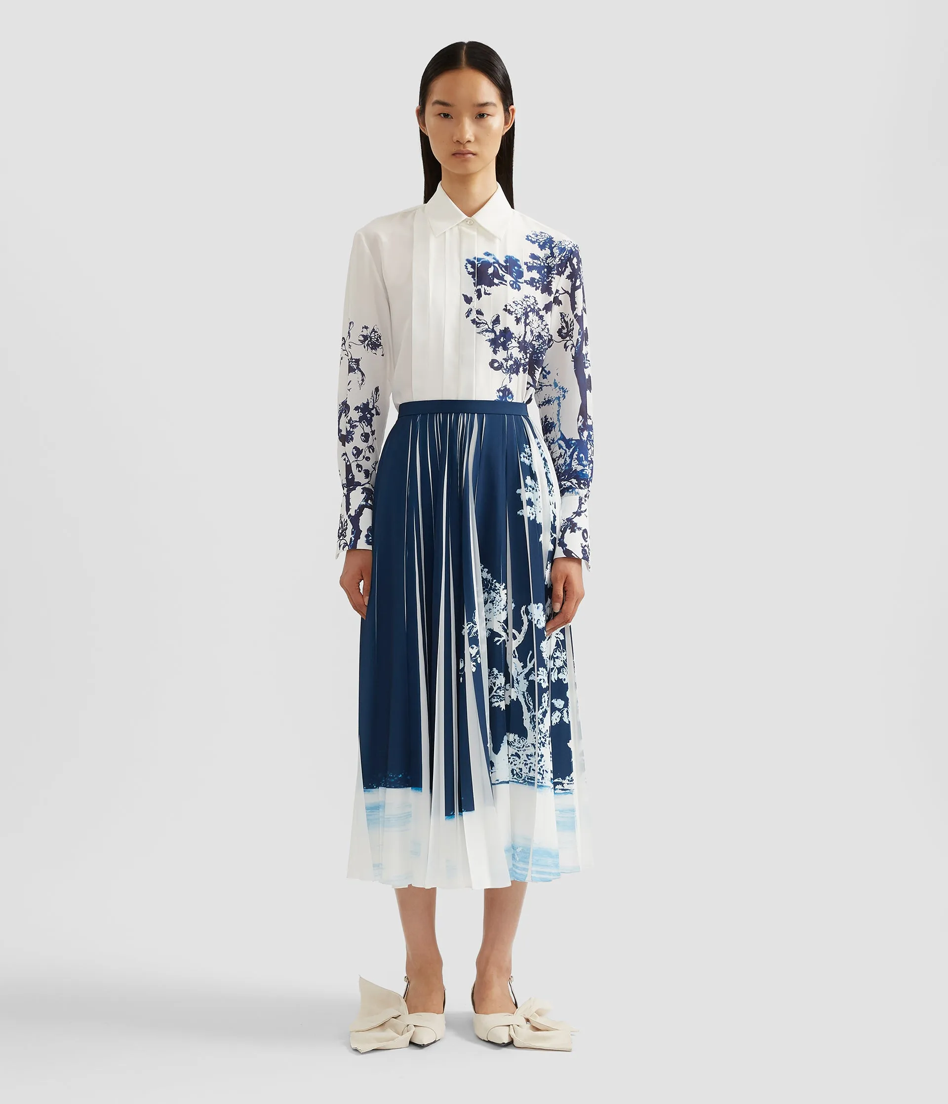 Printed Crepe De Chine Pleated Midi Skirt sold by ERDEM product image thumbnail 4