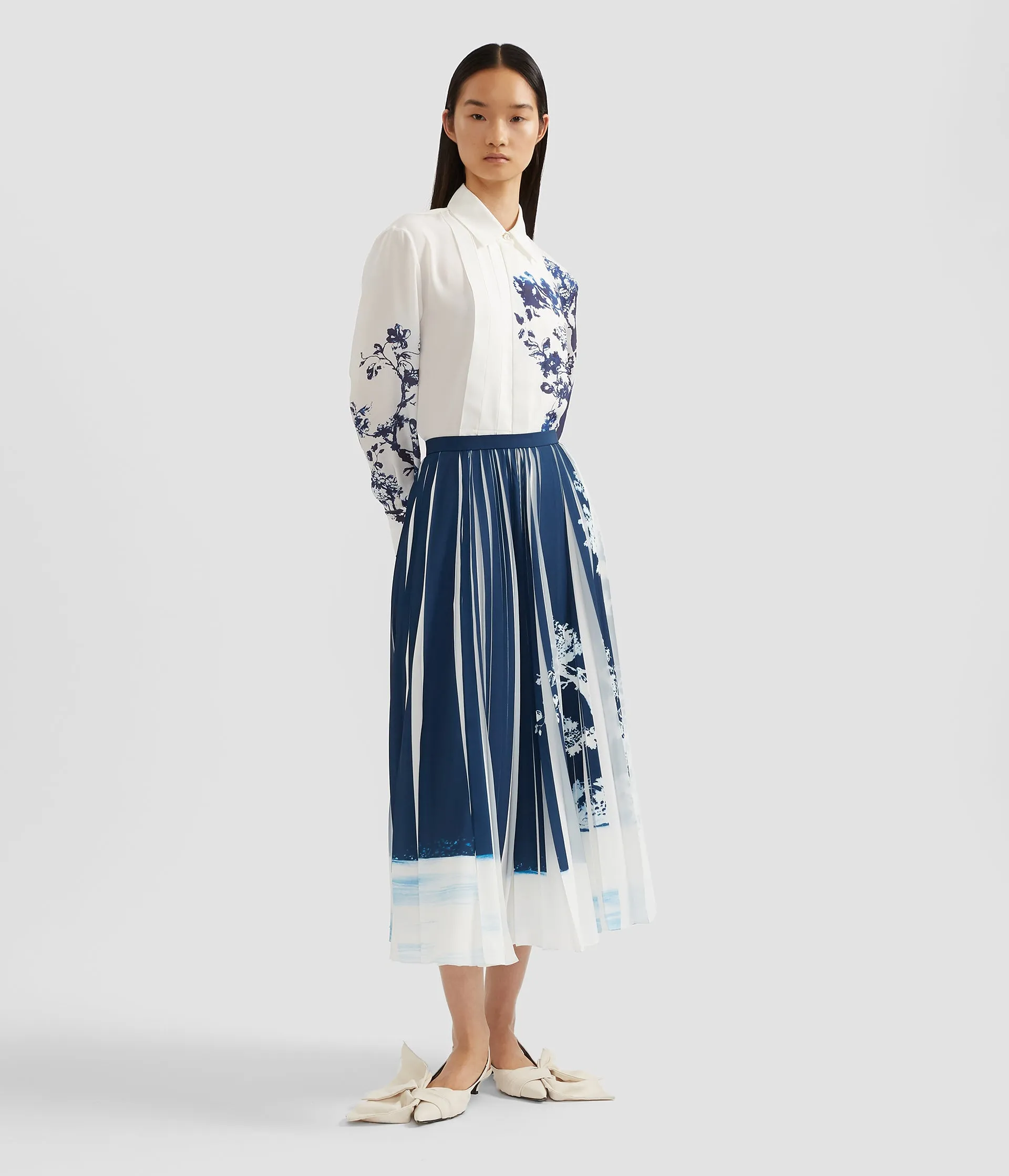 Printed Crepe De Chine Pleated Midi Skirt sold by ERDEM product image thumbnail 2