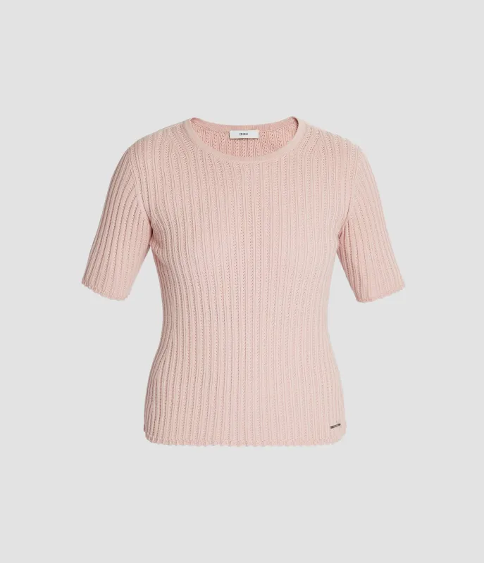 Pointelle Short Sleeve Knit Top sold by ERDEM