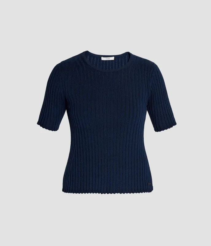 Pointelle Short Sleeve Knit Top sold by ERDEM