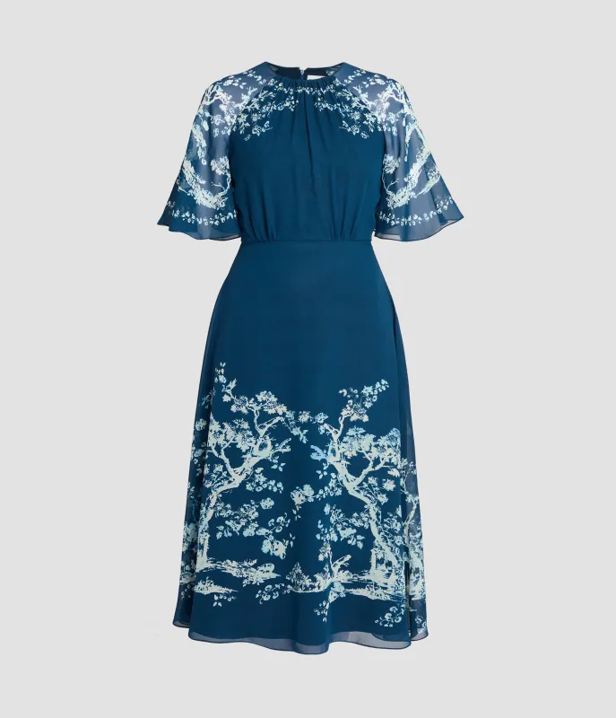 Printed Silk Voile Midi Dress sold by ERDEM
