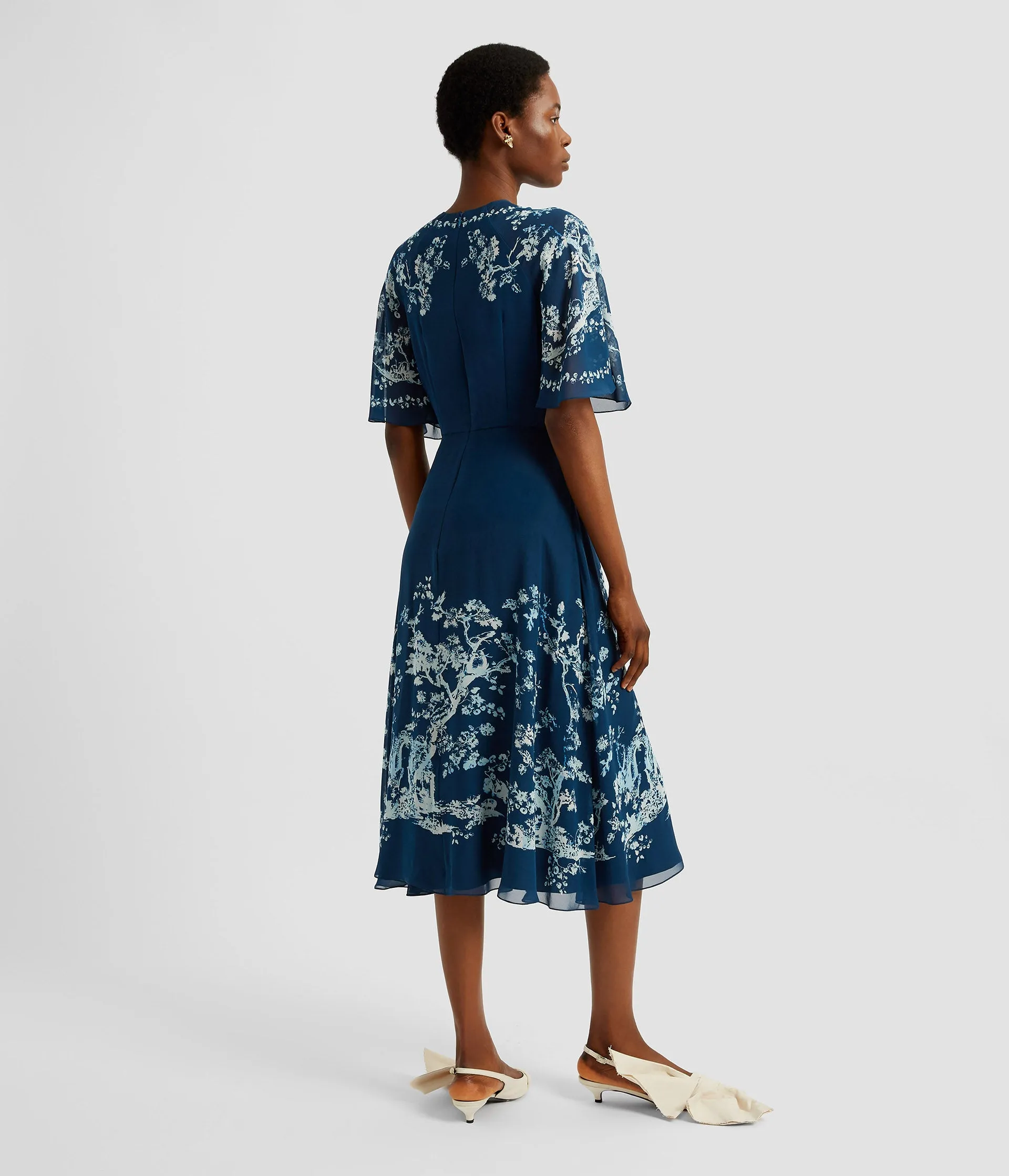 Printed Silk Voile Midi Dress sold by ERDEM product image thumbnail 3