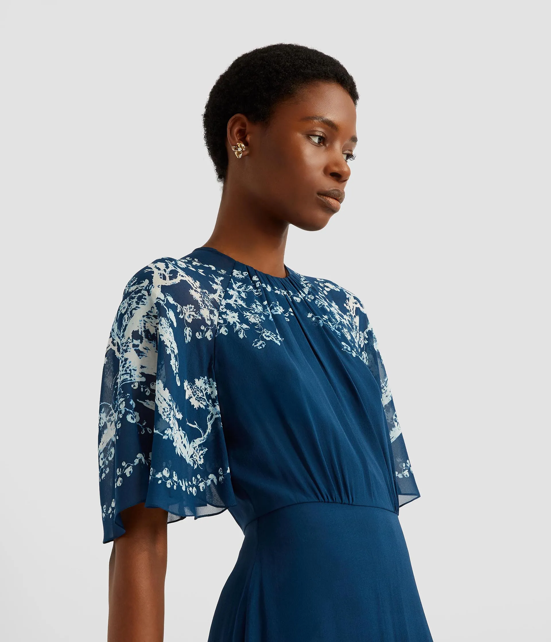 Printed Silk Voile Midi Dress sold by ERDEM product image thumbnail 5