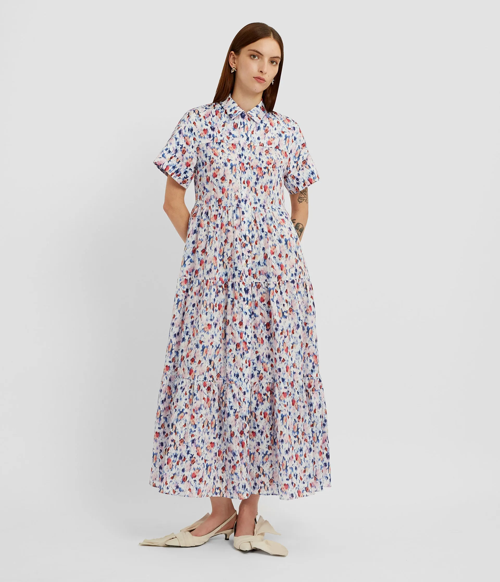 Floral Print Tiered Shirt Dress sold by ERDEM product image thumbnail 2