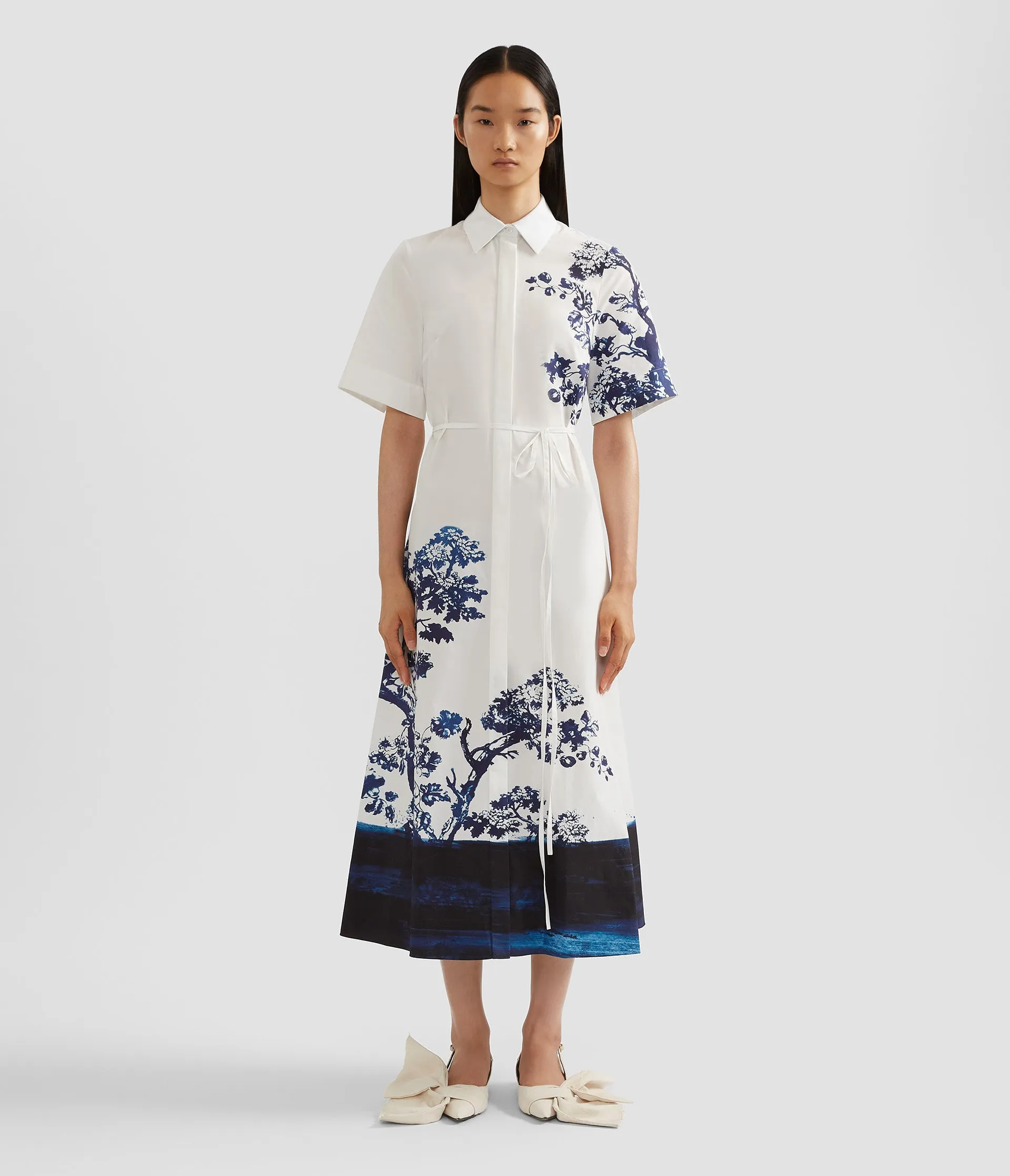 Printed Tie-Waist Shirt Dress sold by ERDEM product image thumbnail 4