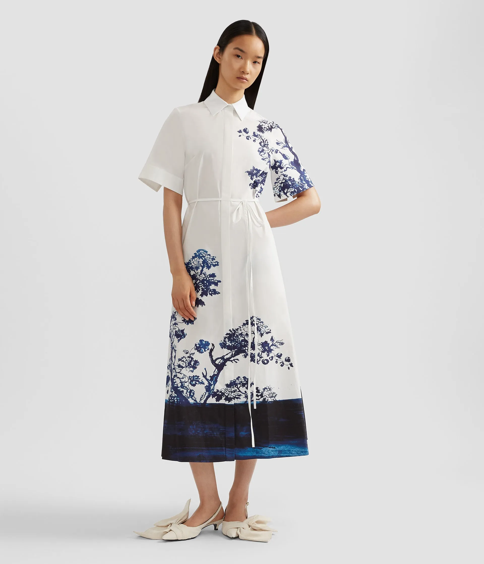 Printed Tie-Waist Shirt Dress sold by ERDEM product image thumbnail 2