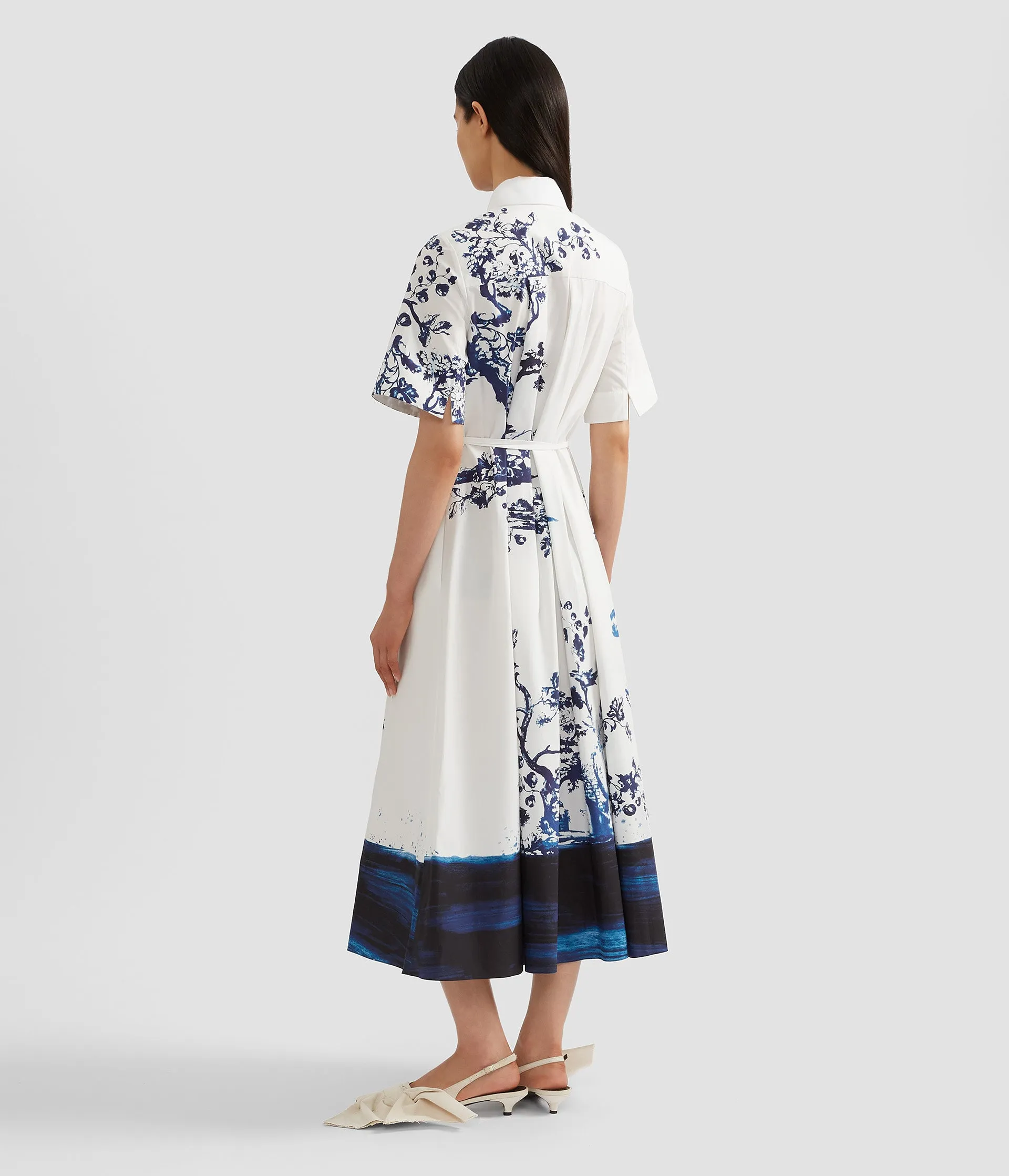 Printed Tie-Waist Shirt Dress sold by ERDEM product image thumbnail 3