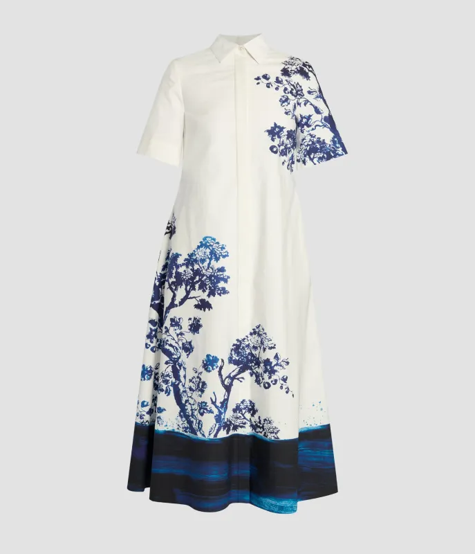 Printed Tie-Waist Shirt Dress made by ERDEM