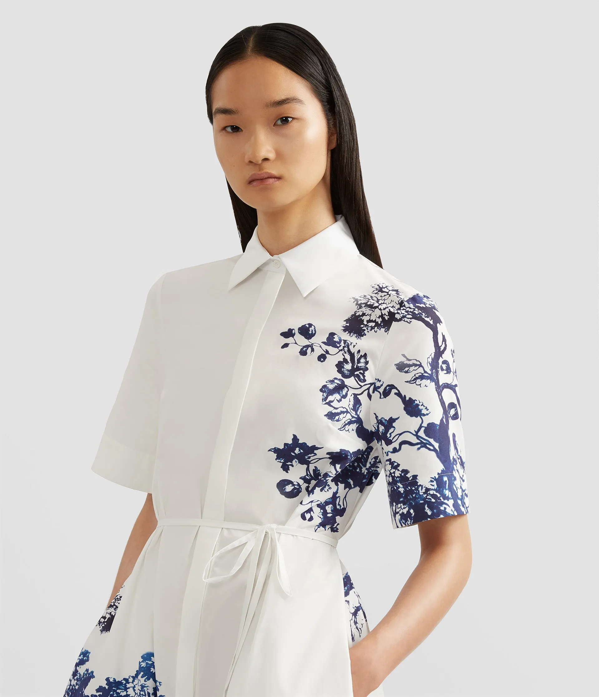 Printed Tie-Waist Shirt Dress sold by ERDEM product image thumbnail 5