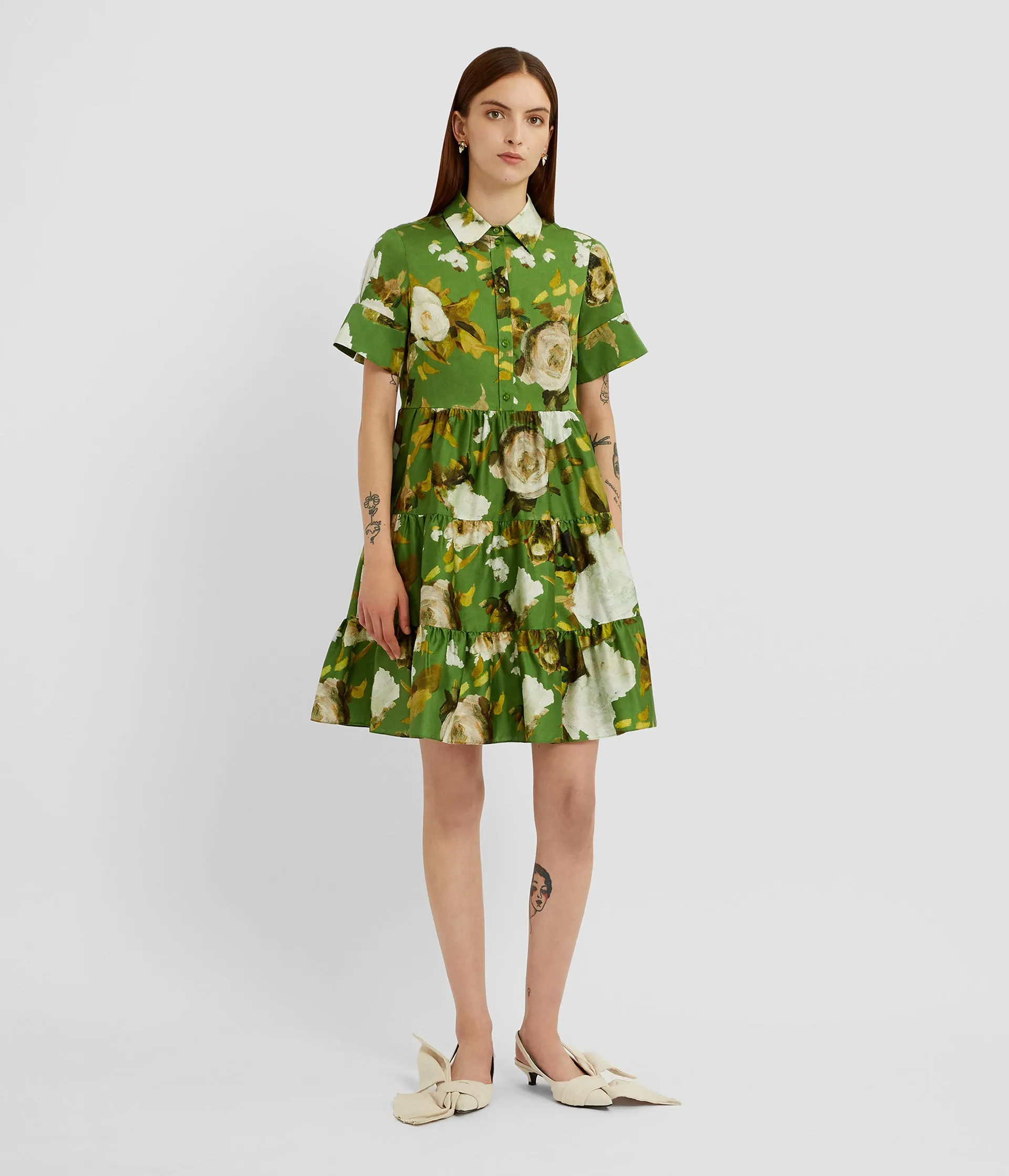 Floral Print Tiered Mini Dress sold by ERDEM product image thumbnail 2