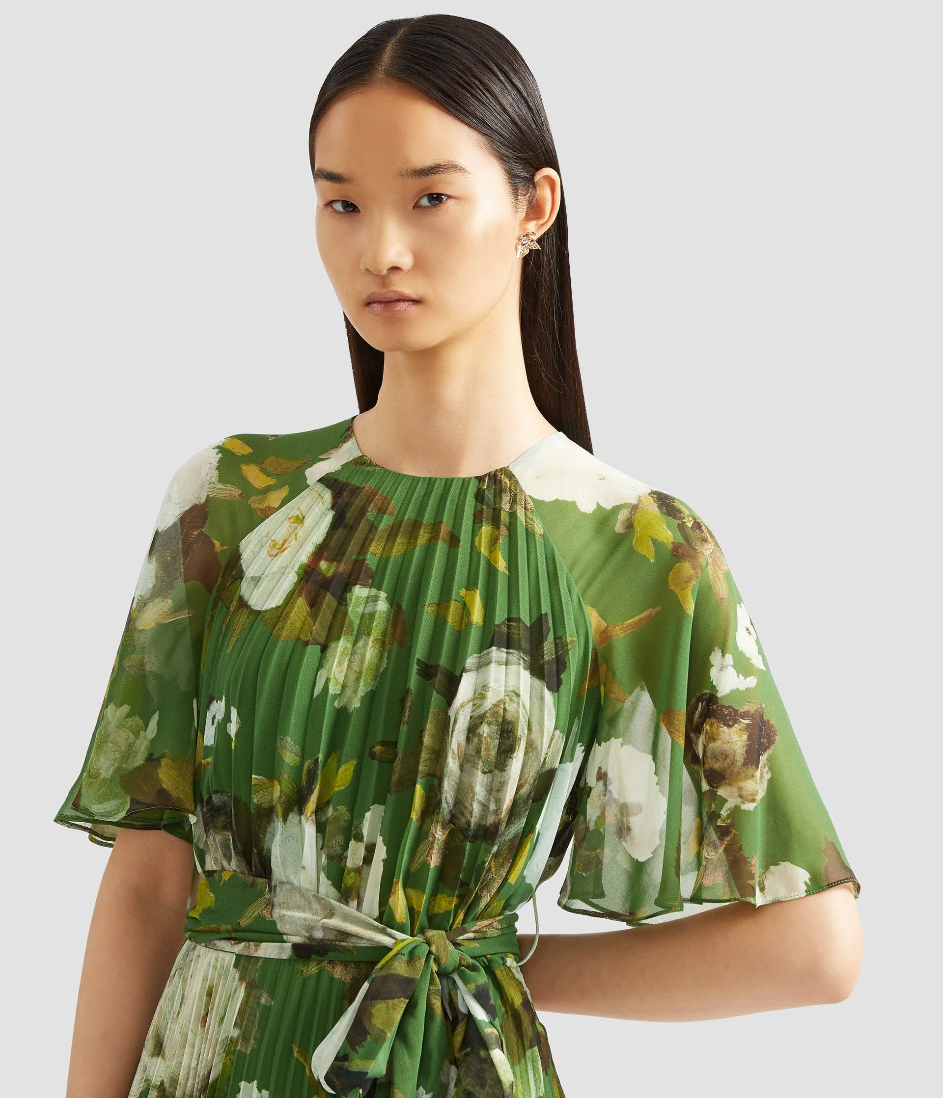 Floral Print Pleated Voile Midi Dress sold by ERDEM product image thumbnail 5