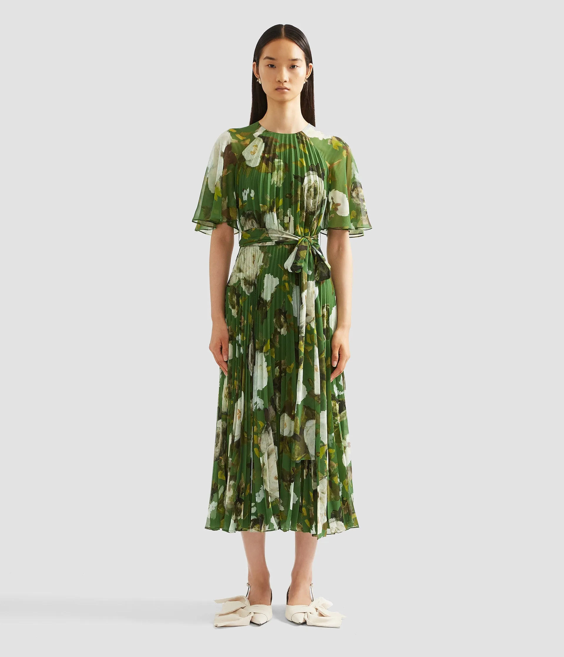 Floral Print Pleated Voile Midi Dress sold by ERDEM product image thumbnail 4