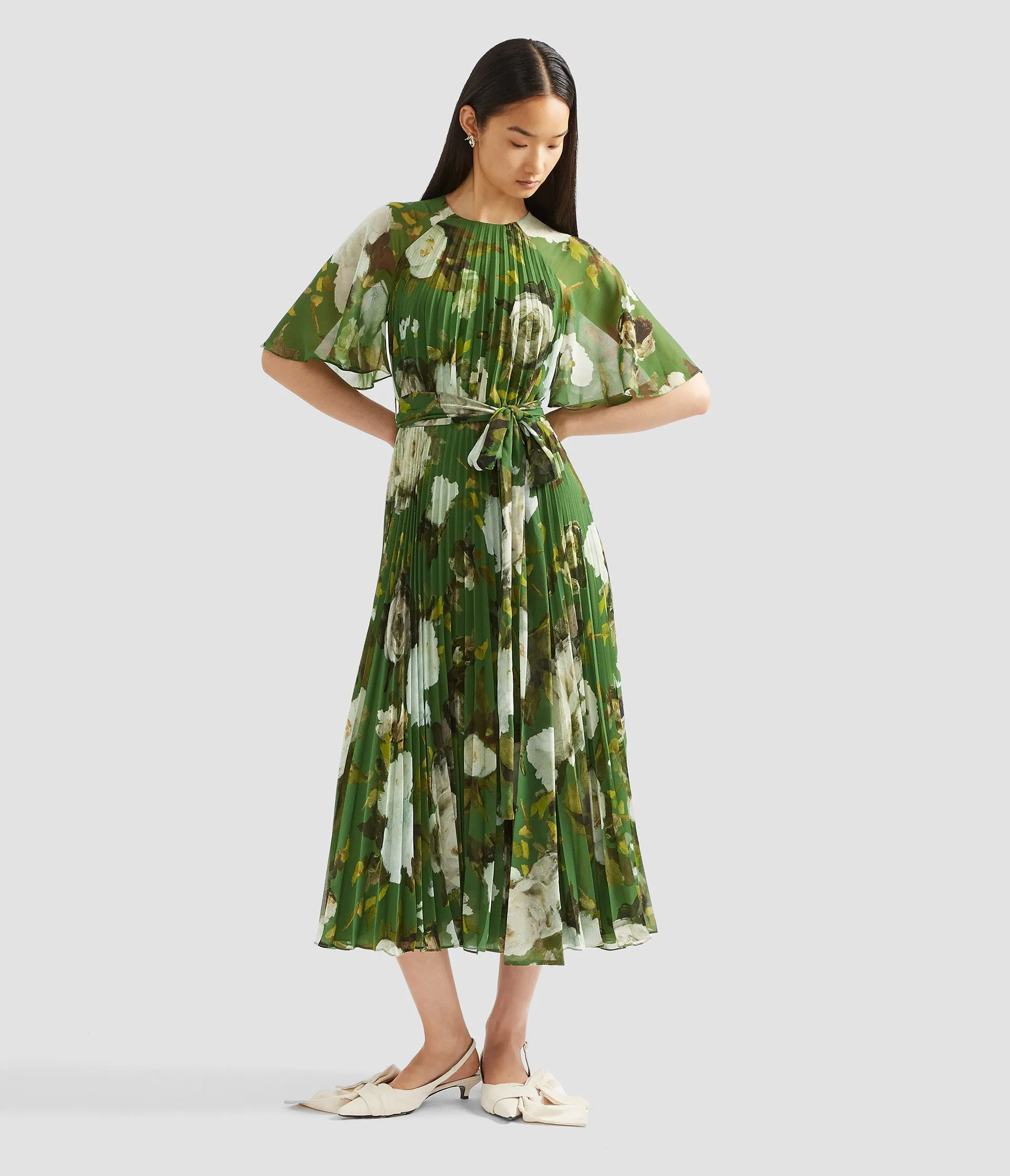 Floral Print Pleated Voile Midi Dress sold by ERDEM product image thumbnail 2