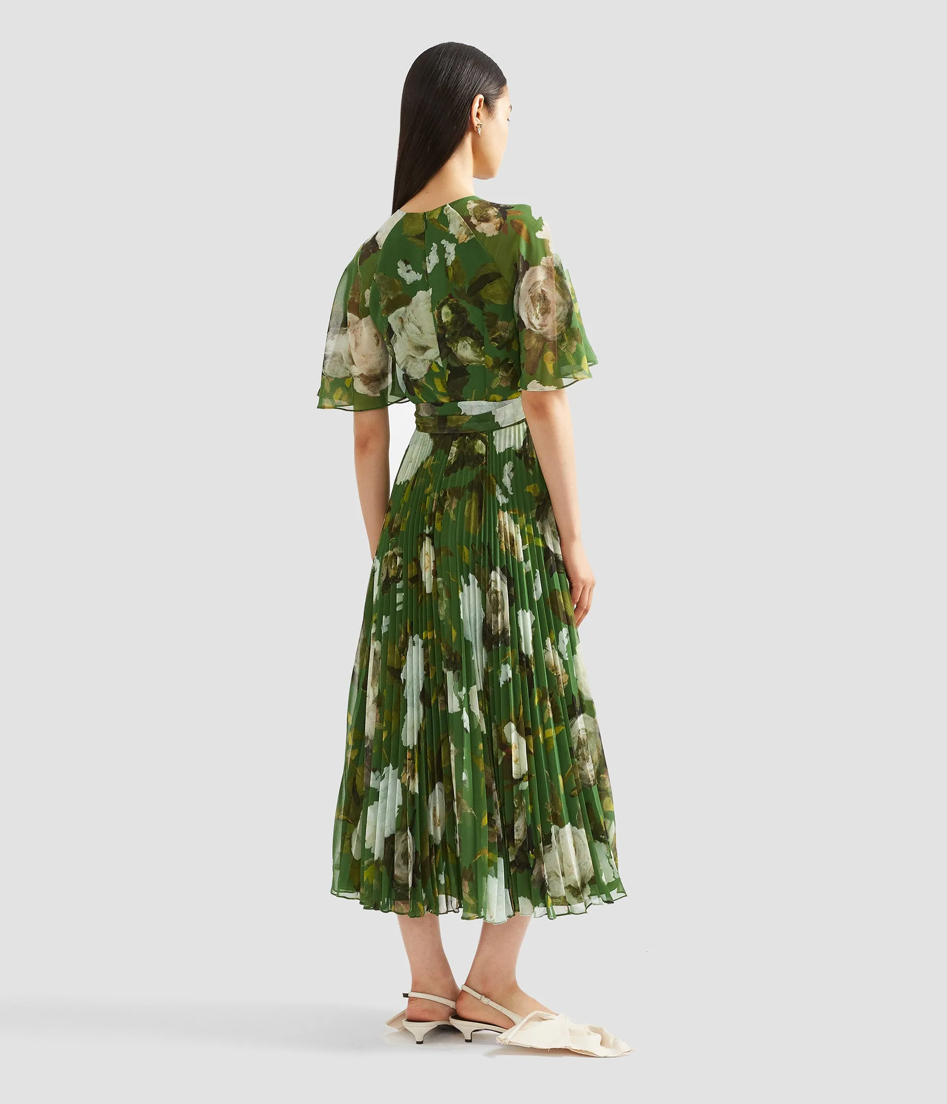 Floral Print Pleated Voile Midi Dress sold by ERDEM product image thumbnail 3