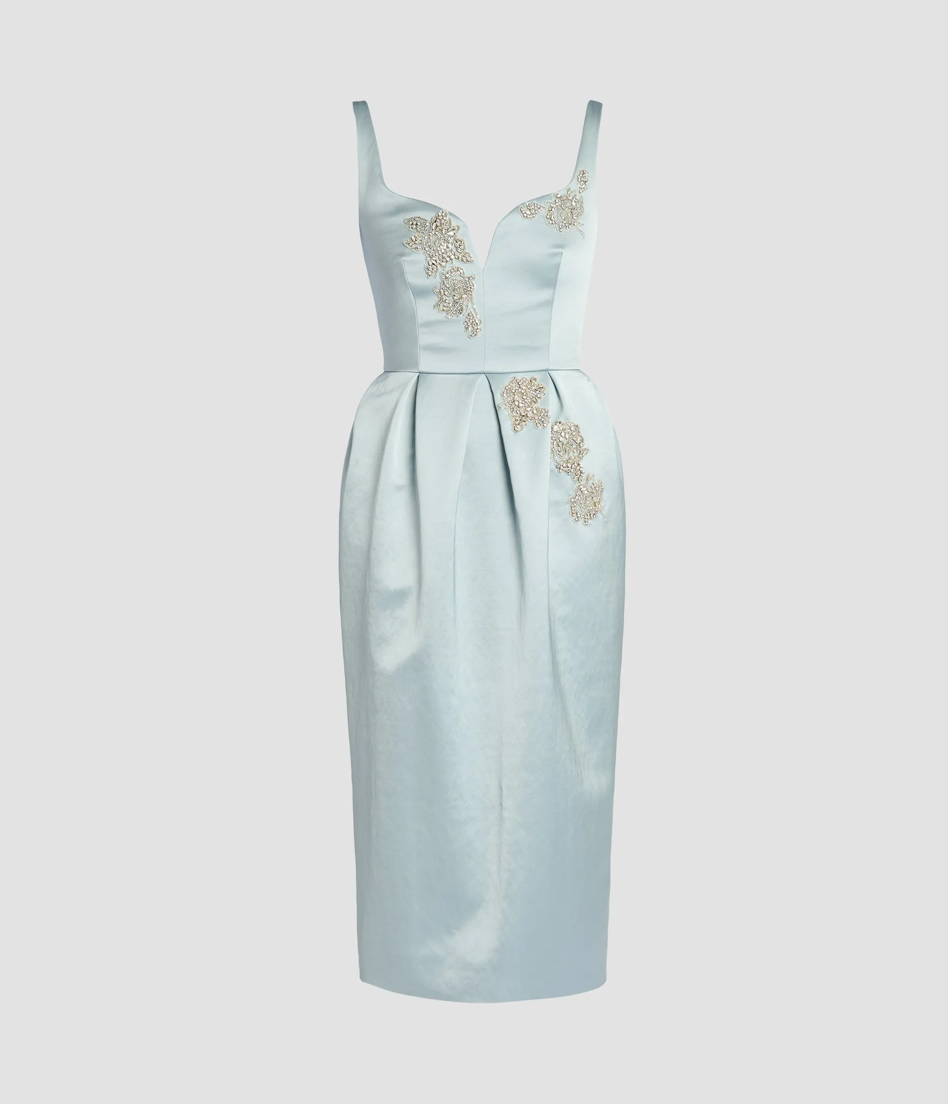 Embellished Satin Pleated Midi Dress sold by ERDEM