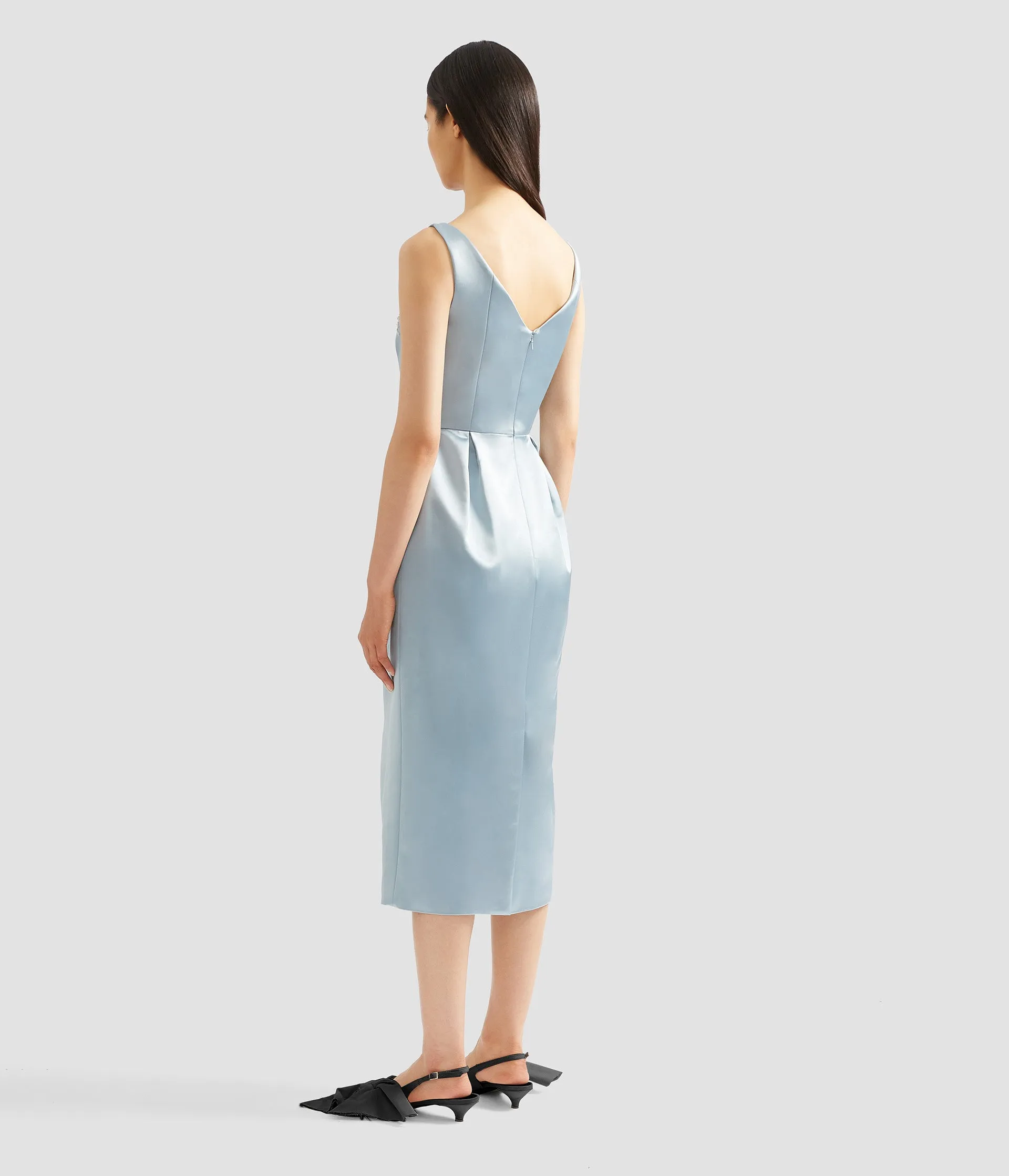 Embellished Satin Pleated Midi Dress sold by ERDEM product image thumbnail 3