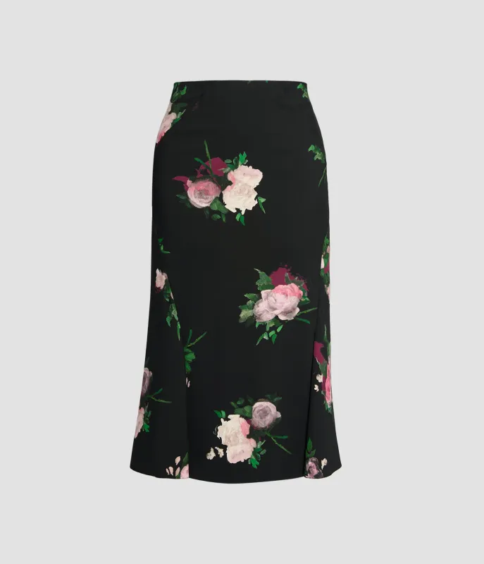 Floral Print A Line Midi Skirt sold by ERDEM