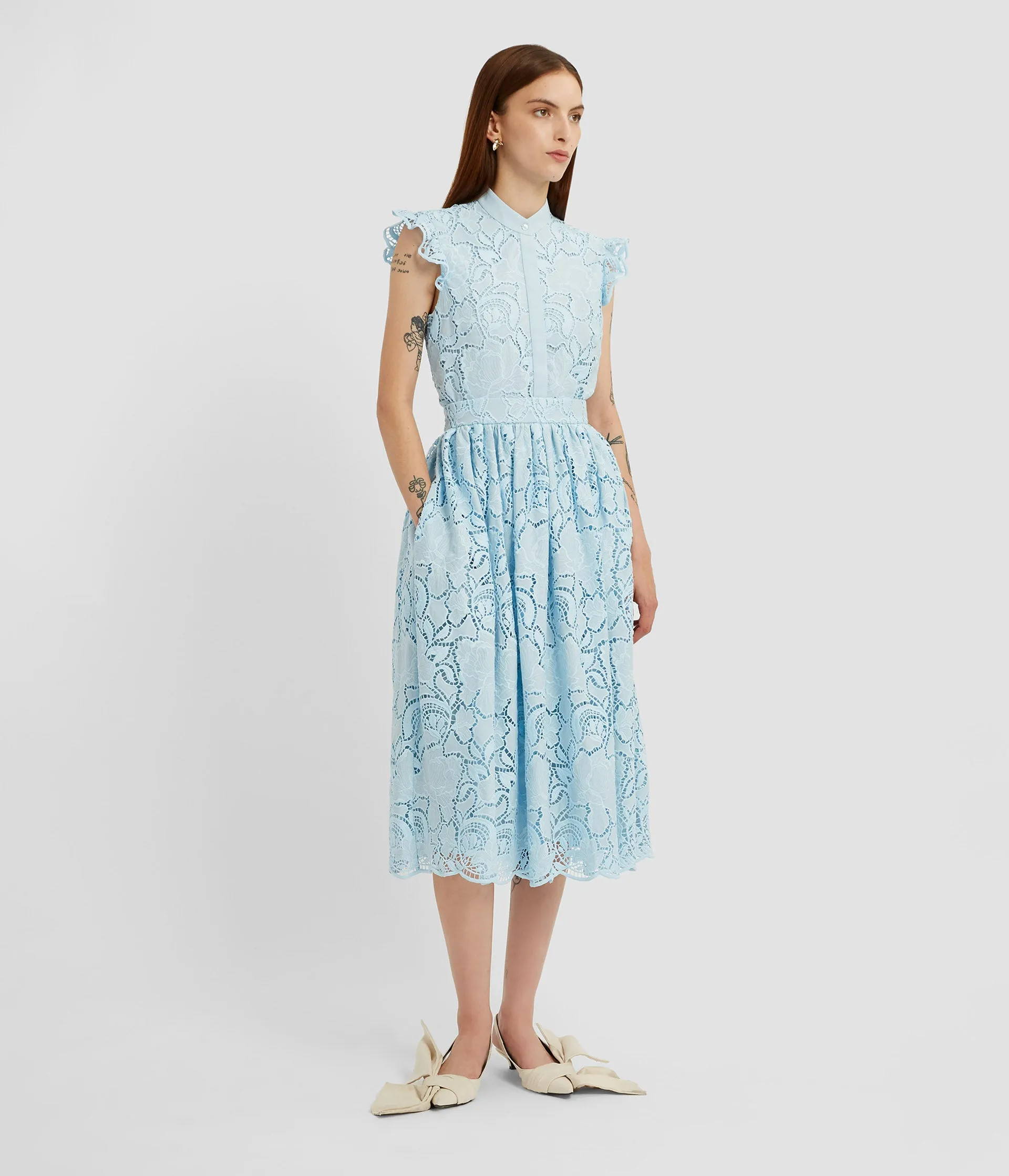 Floral Cutwork Gathered Midi Skirt sold by ERDEM product image thumbnail 2