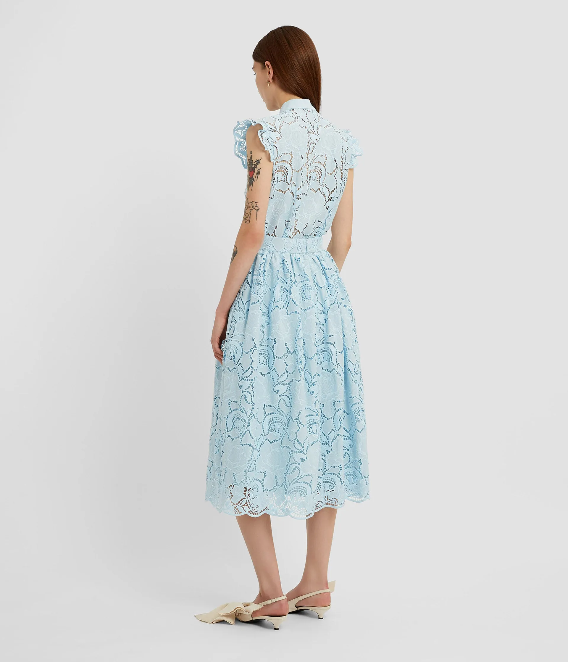 Floral Cutwork Gathered Midi Skirt sold by ERDEM product image thumbnail 3