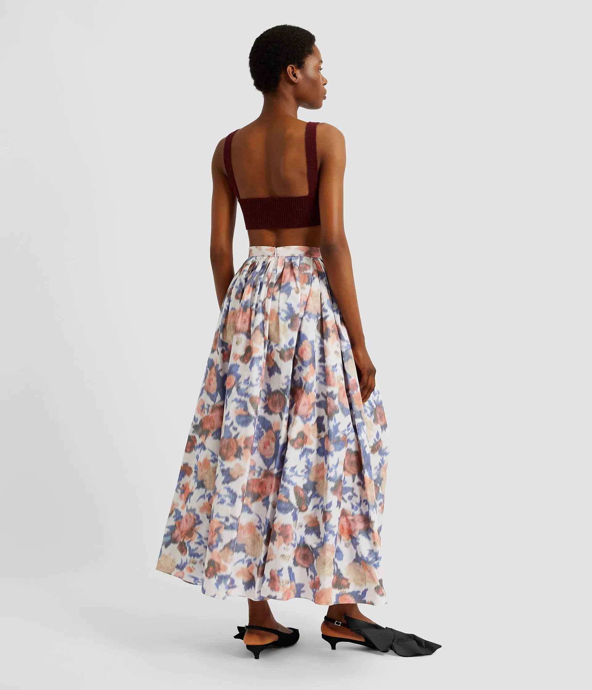 Floral Print Chiné Taffeta Gathered Midi Skirt sold by ERDEM product image thumbnail 3