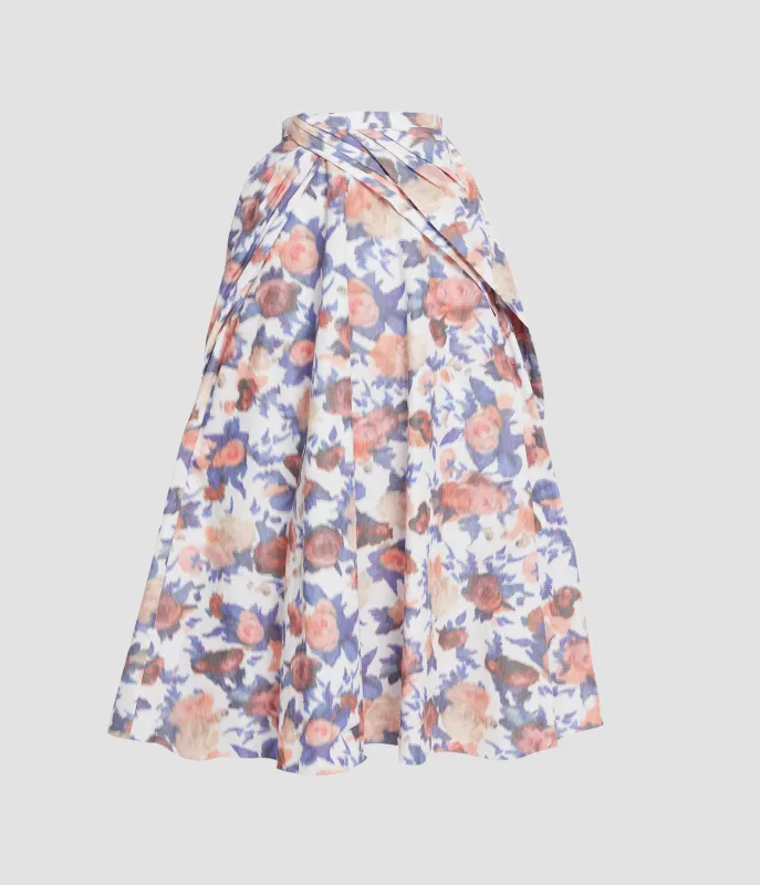 Floral Print Chiné Taffeta Gathered Midi Skirt sold by ERDEM