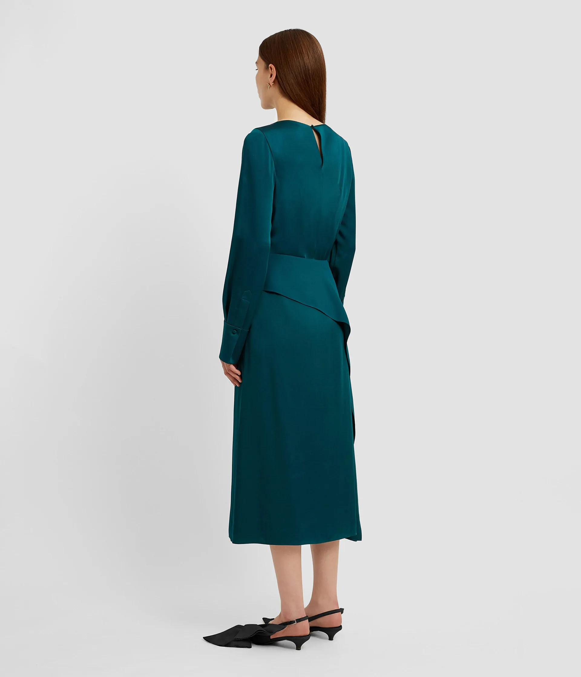 Draped Satin Cady A Line Midi Skirt sold by ERDEM product image thumbnail 3