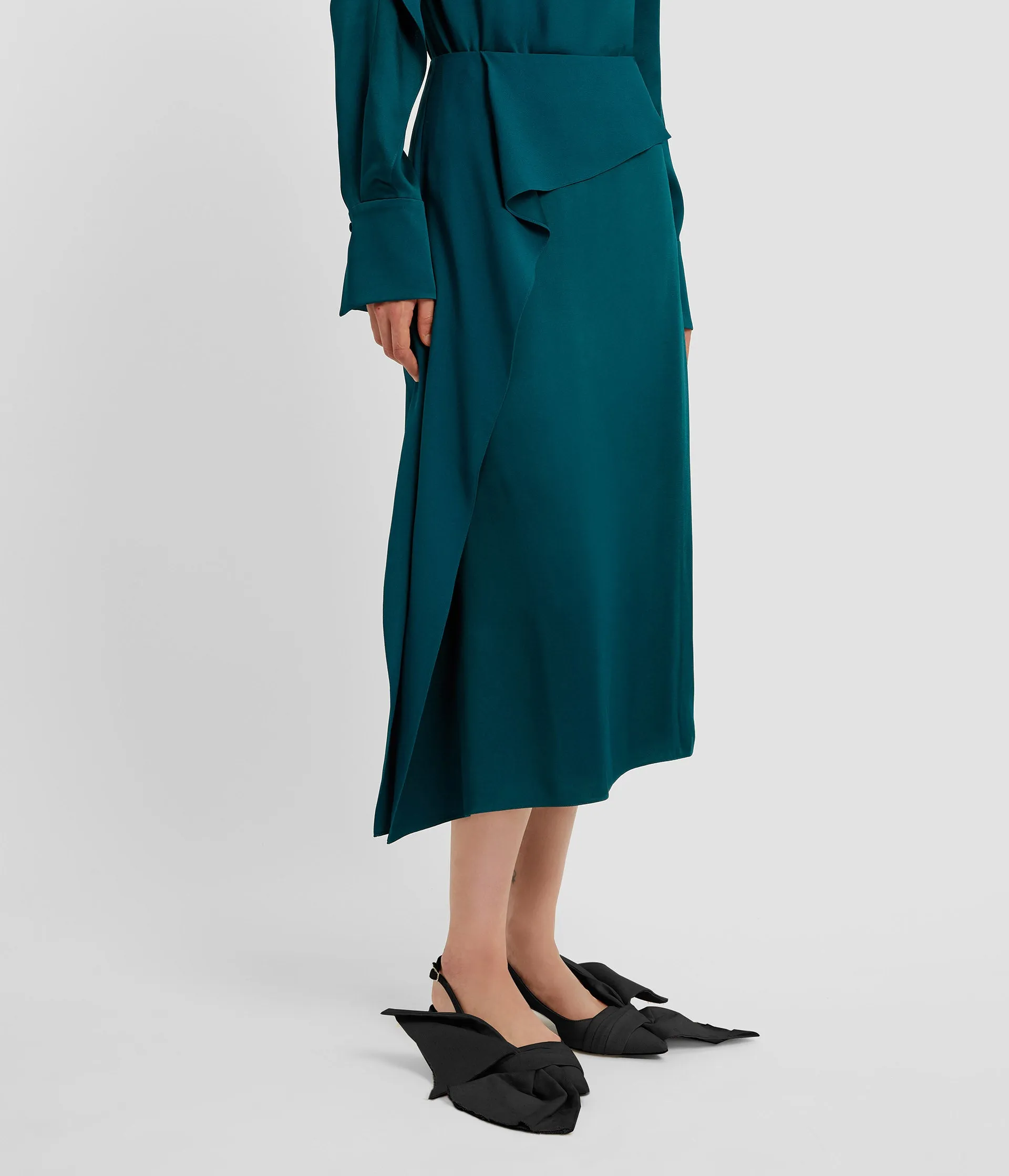 Draped Satin Cady A Line Midi Skirt sold by ERDEM product image thumbnail 4