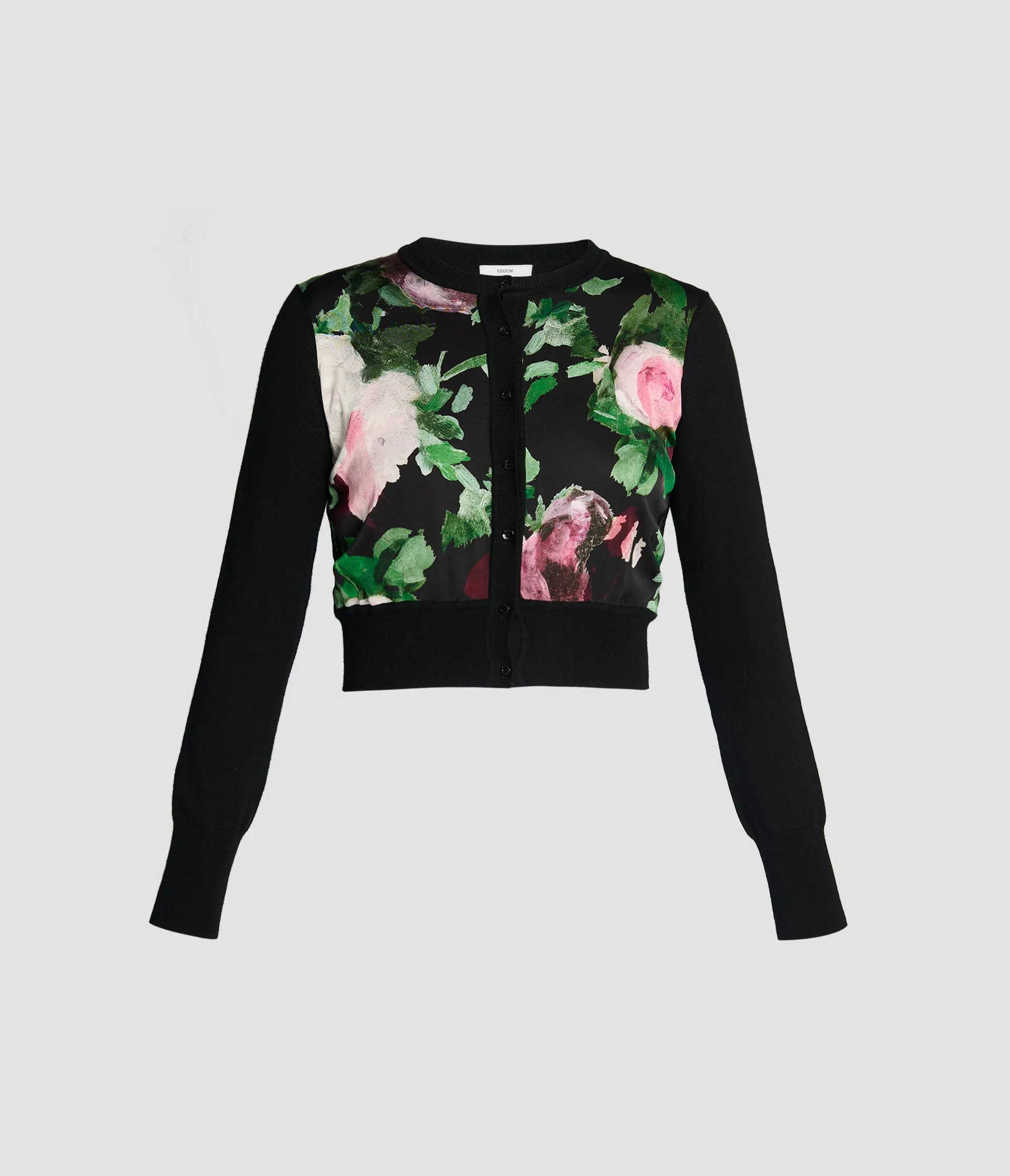 Floral Print Panel Cropped Cardigan sold by ERDEM