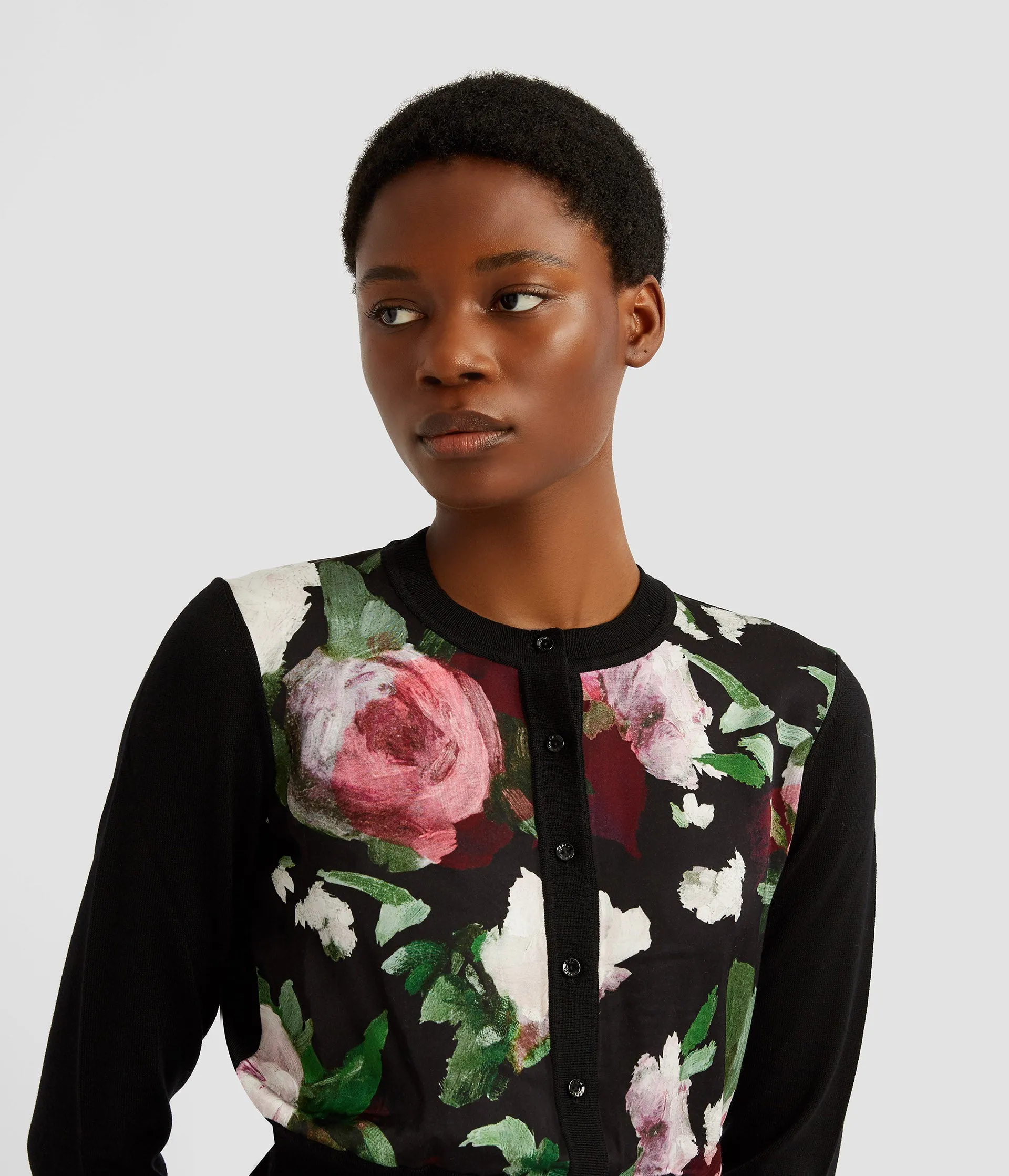 Floral Print Panel Cropped Cardigan sold by ERDEM product image thumbnail 4