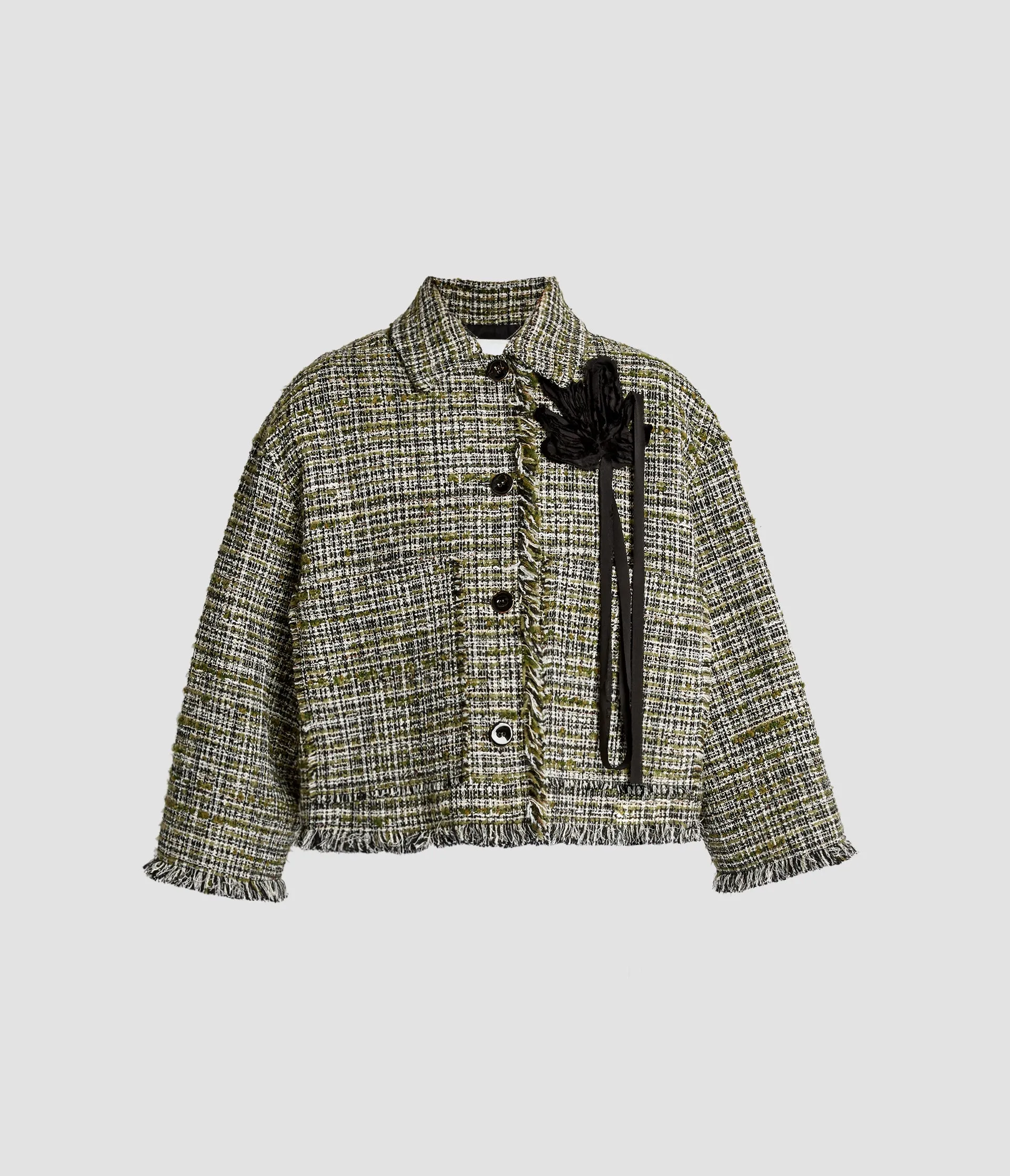 Floral Appliqué Tweed Cropped Jacket sold by ERDEM