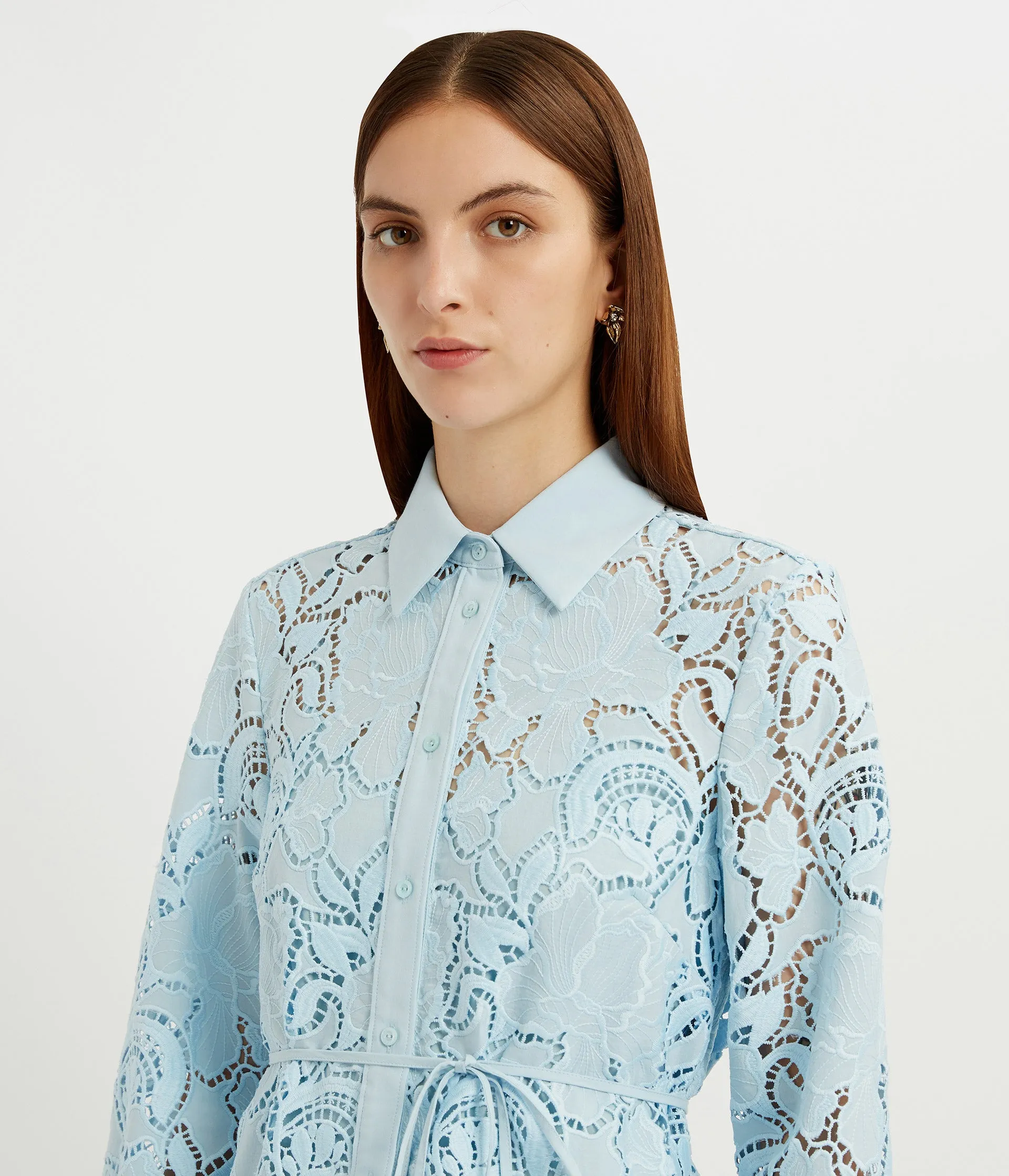 Floral Cutwork Tie-Waist Shirt Dress sold by ERDEM product image thumbnail 4