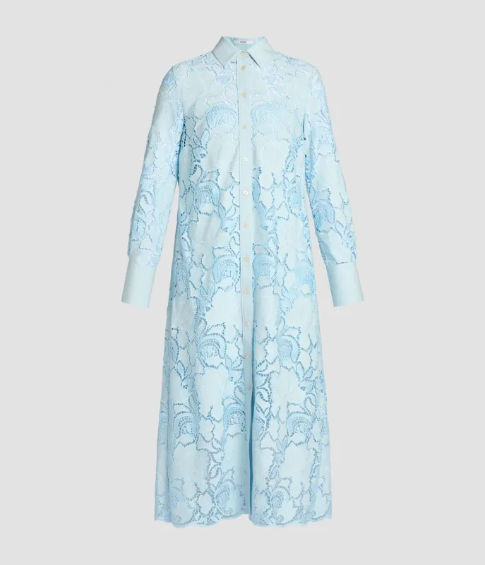 Floral Cutwork Tie-Waist Shirt Dress sold by ERDEM