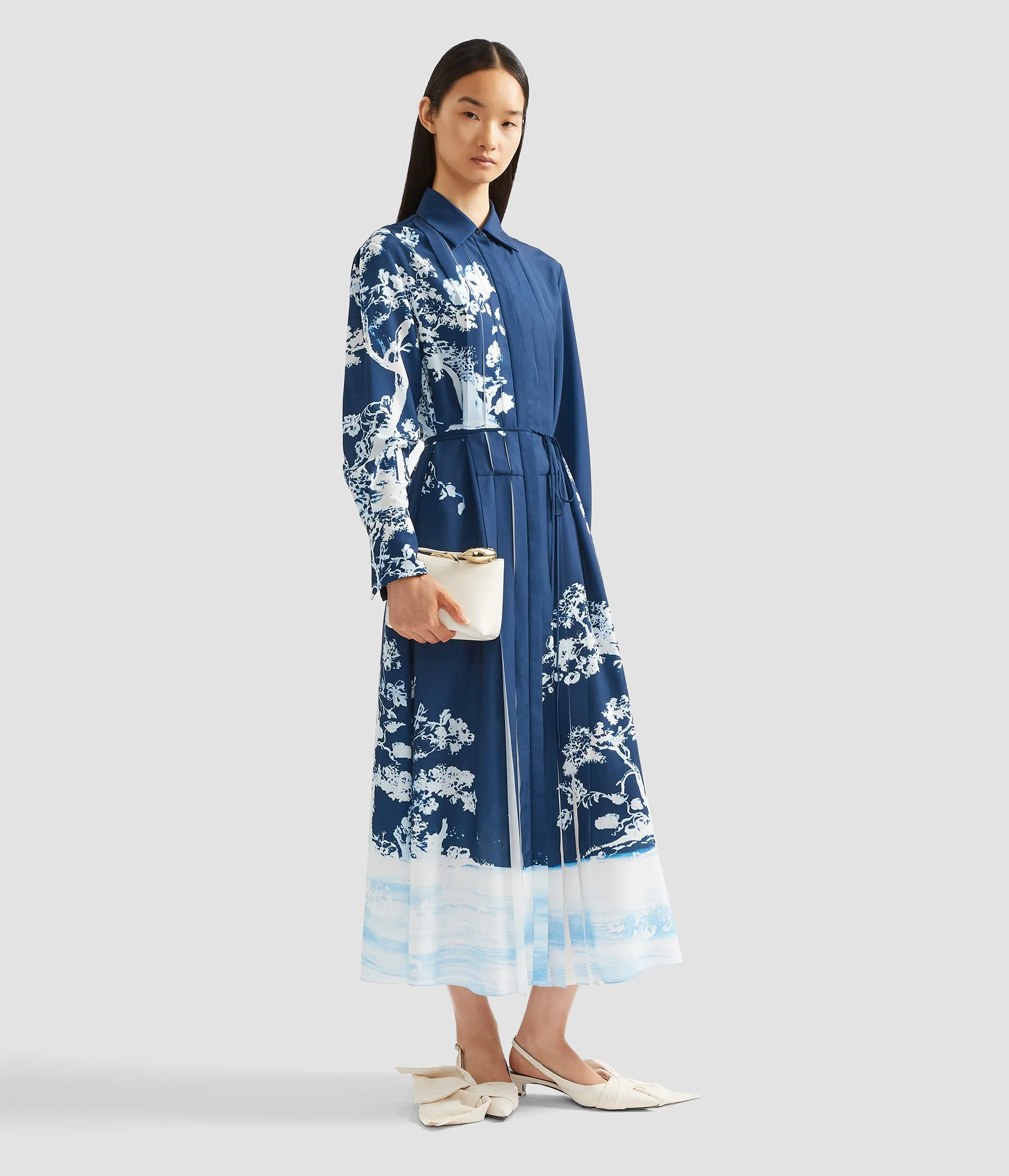 Printed Crepe De Chine Pleated Midi Dress sold by ERDEM product image thumbnail 2