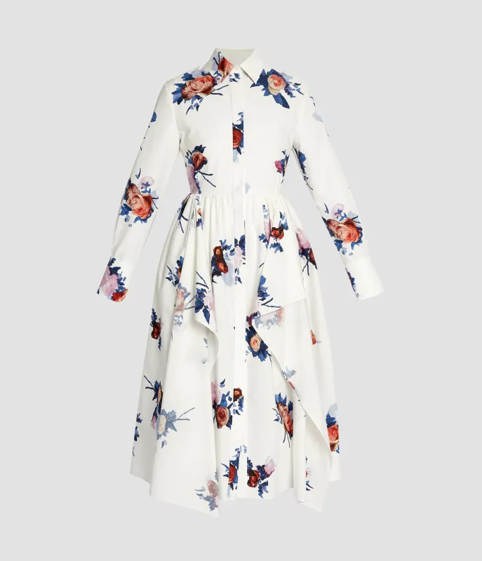 Floral Print Draped Shirt Dress sold by ERDEM