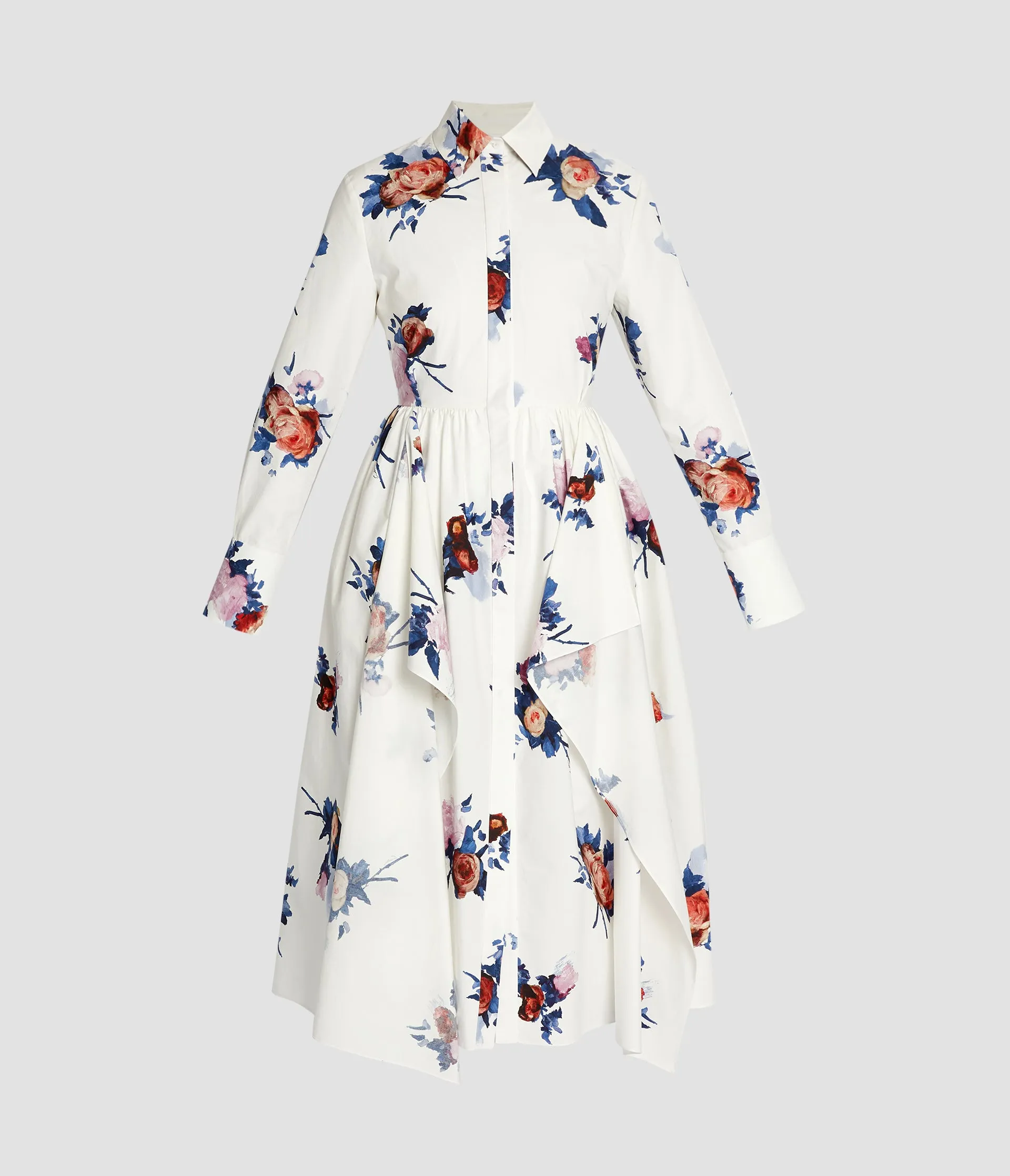Floral Print Draped Shirt Dress sold by ERDEM
