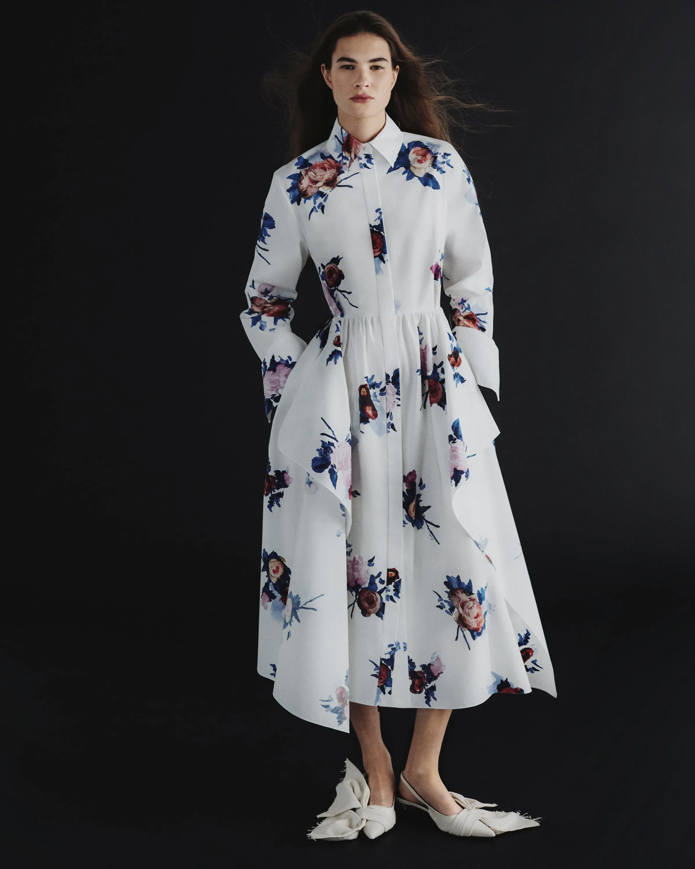 Floral Print Draped Shirt Dress sold by ERDEM product image thumbnail 5