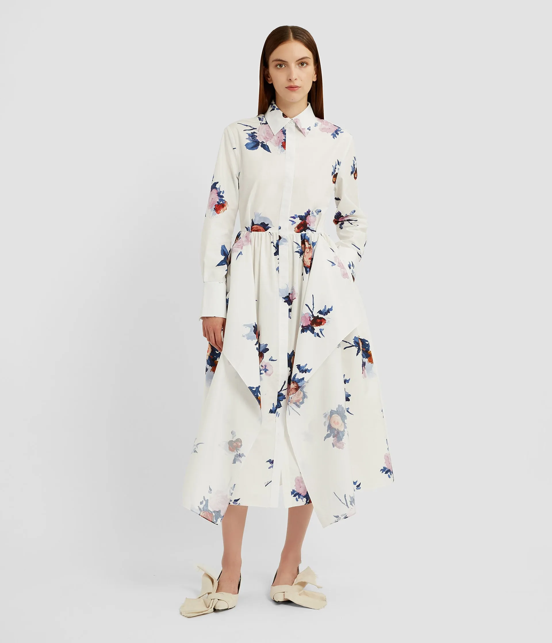 Floral Print Draped Shirt Dress sold by ERDEM product image thumbnail 2