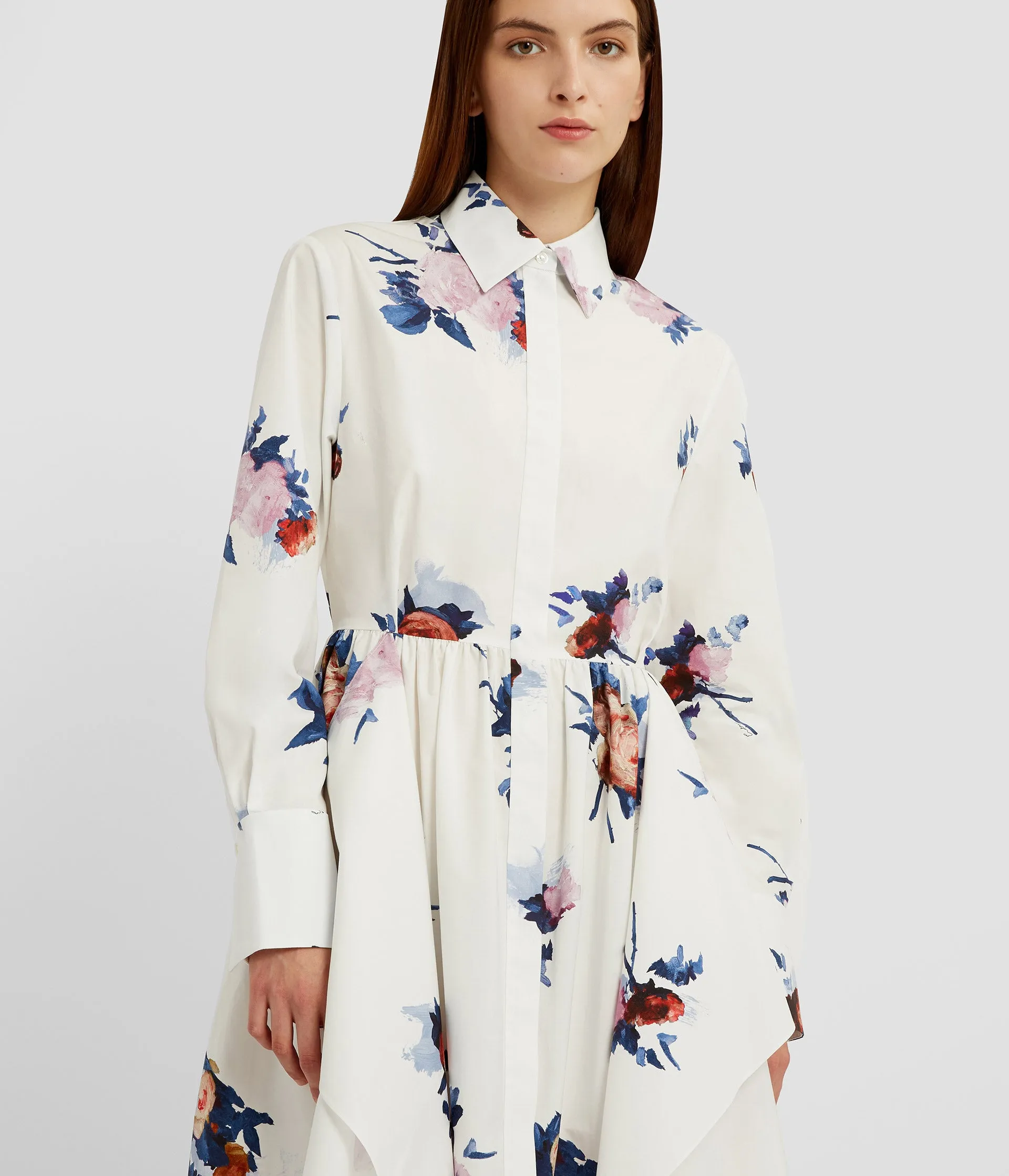 Floral Print Draped Shirt Dress sold by ERDEM product image thumbnail 4